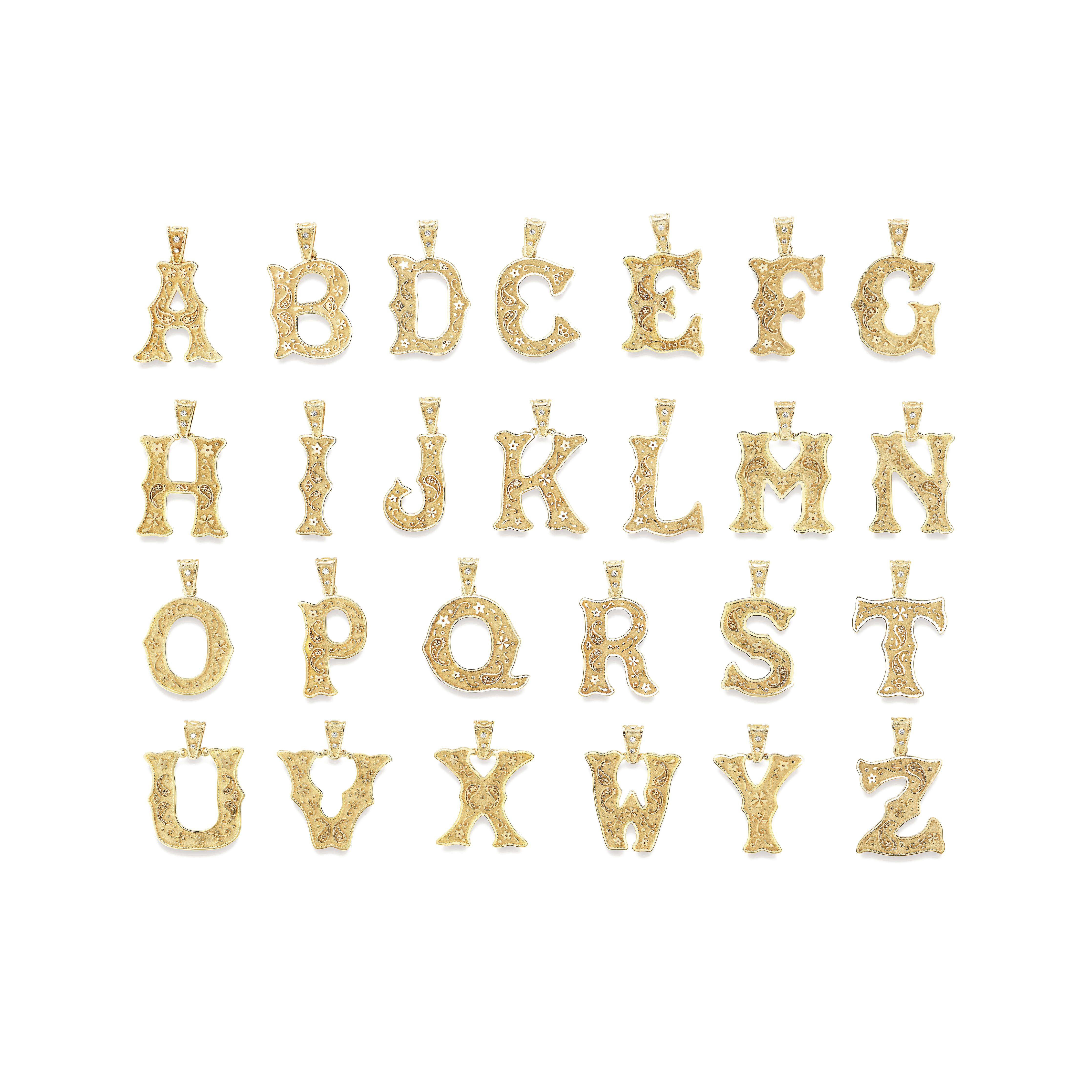 14k yellow gold small southwester letter charm B by Marlo Laz Tiny Gods