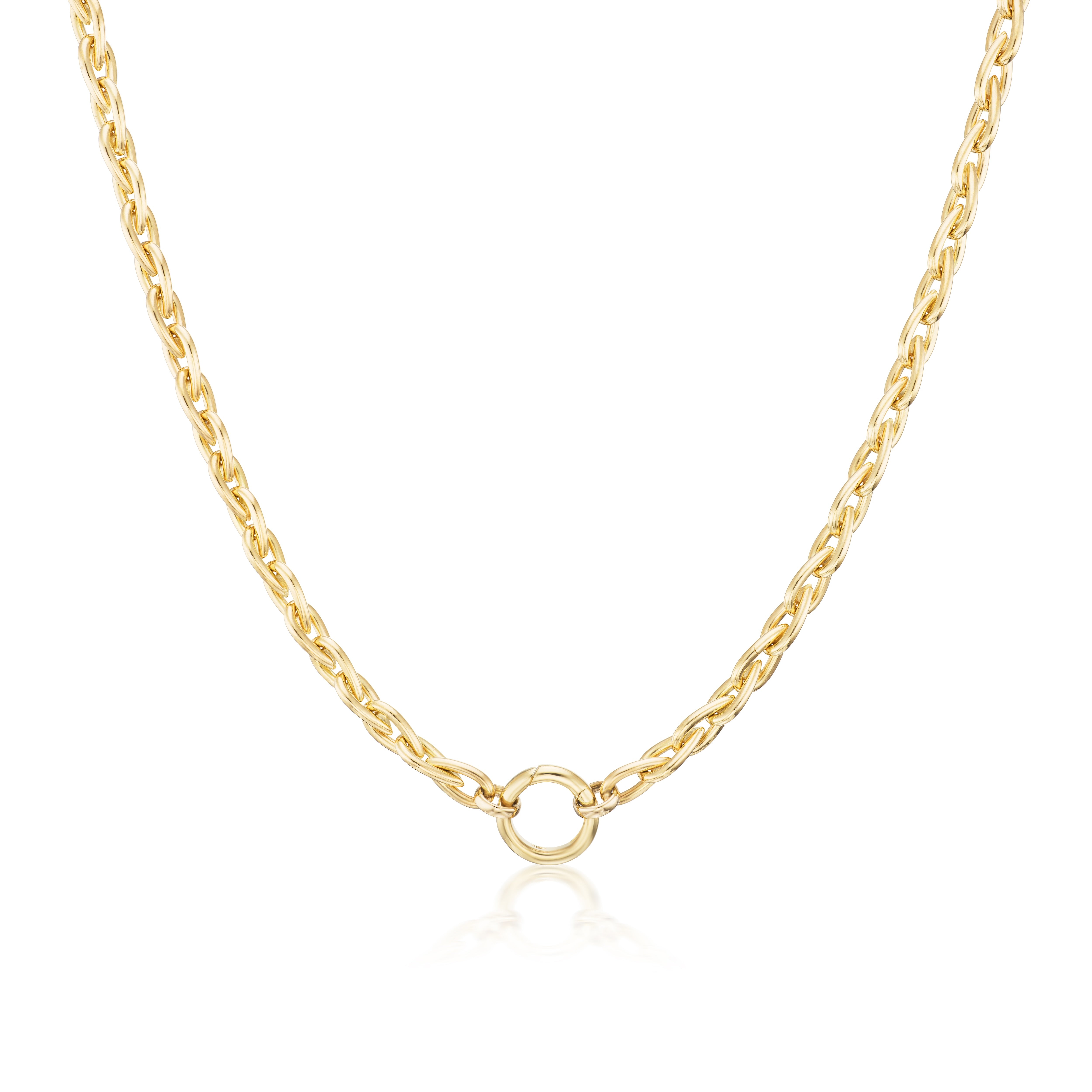 14k yellow gold small teardrop chain link necklace with enhancer bale Tiny Gods