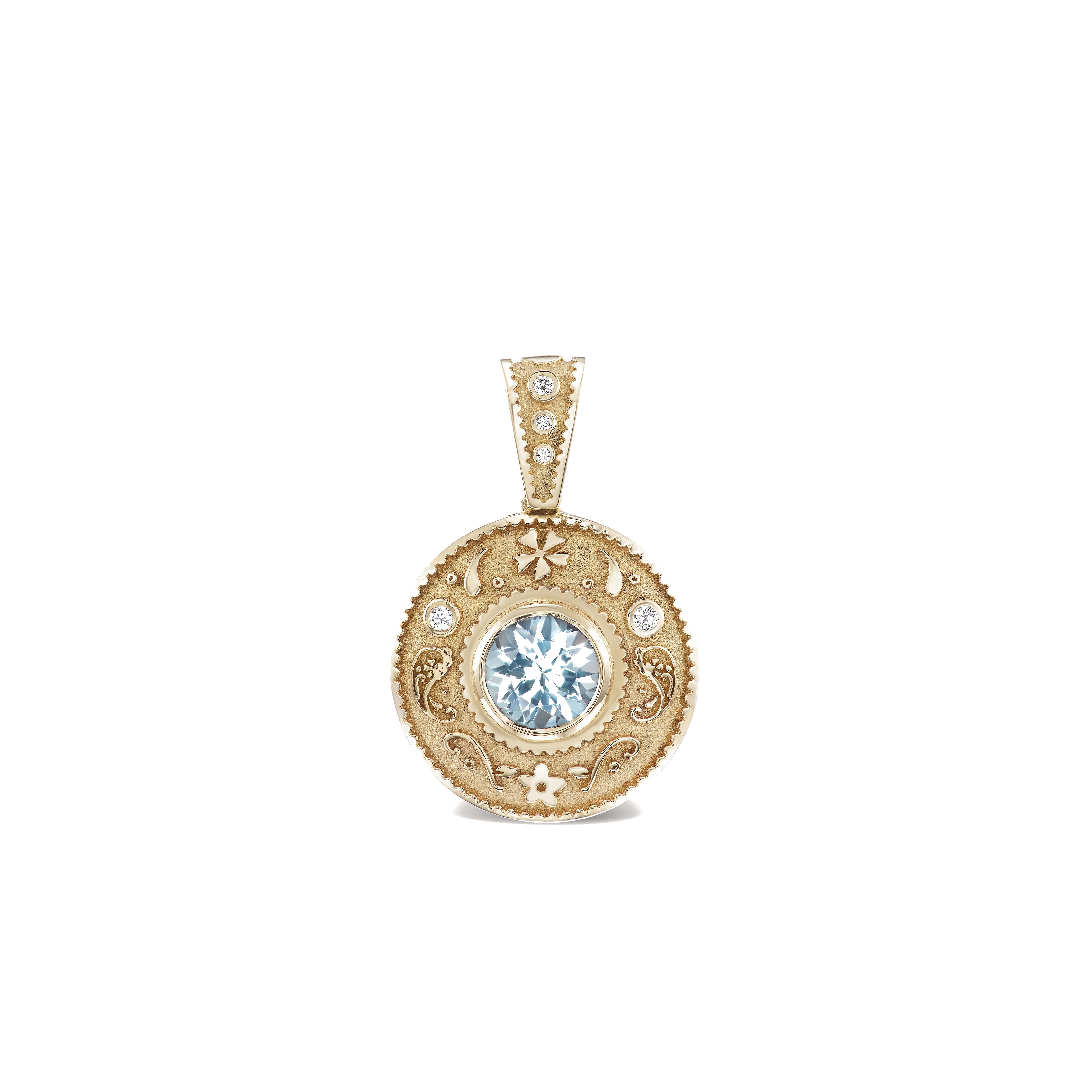 14k yellow gold southwestern aquamarine charm by Marlo Laz Tiny Gods