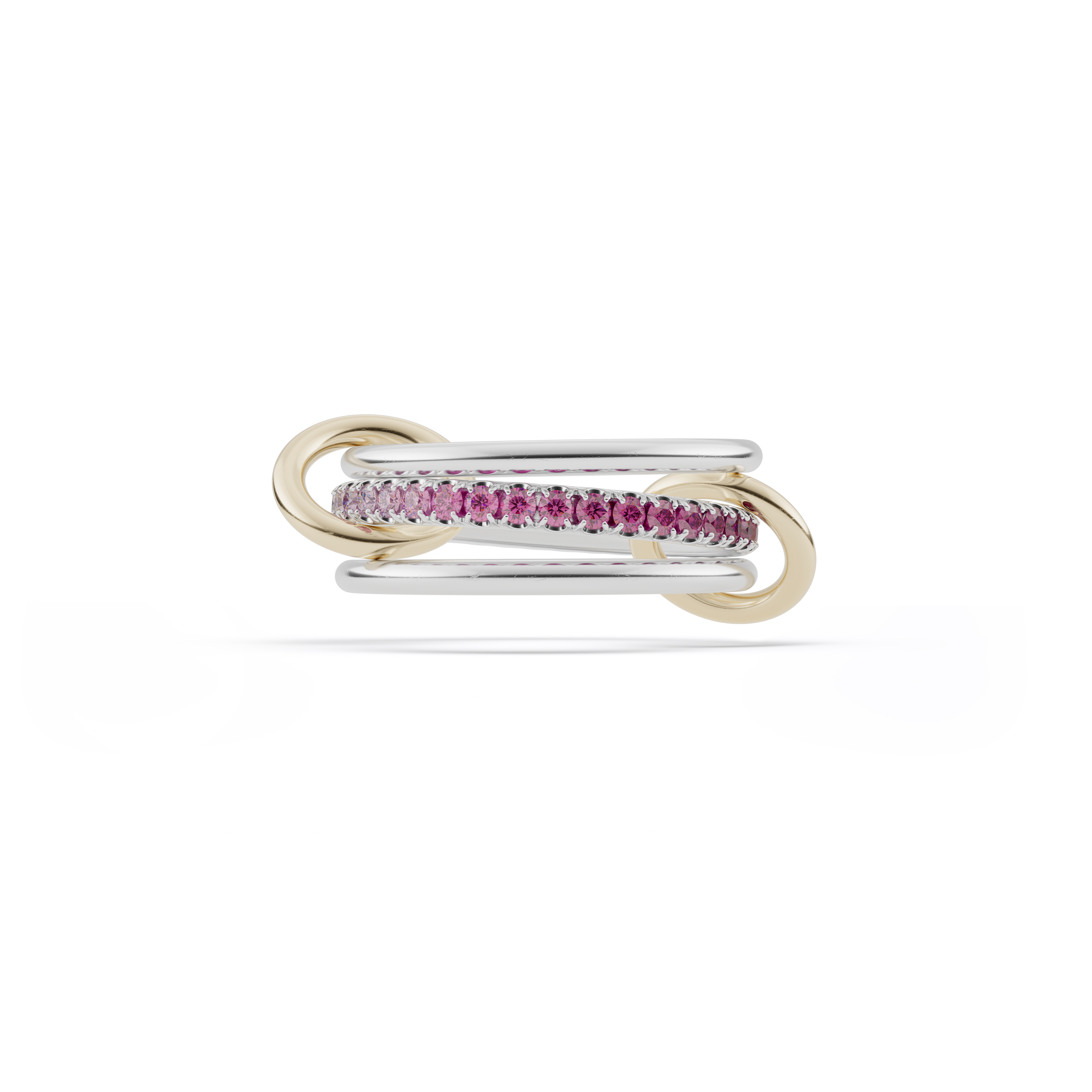 Sterling silver pink ombre 18k yellow gold 3 linked ring tigris sg pink ombre ring spinelli kilcollin tiny gods