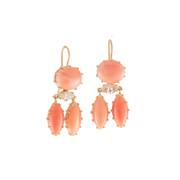 Sylva cie coral earrings diamonds tiny gods 18k yellow gold coral 