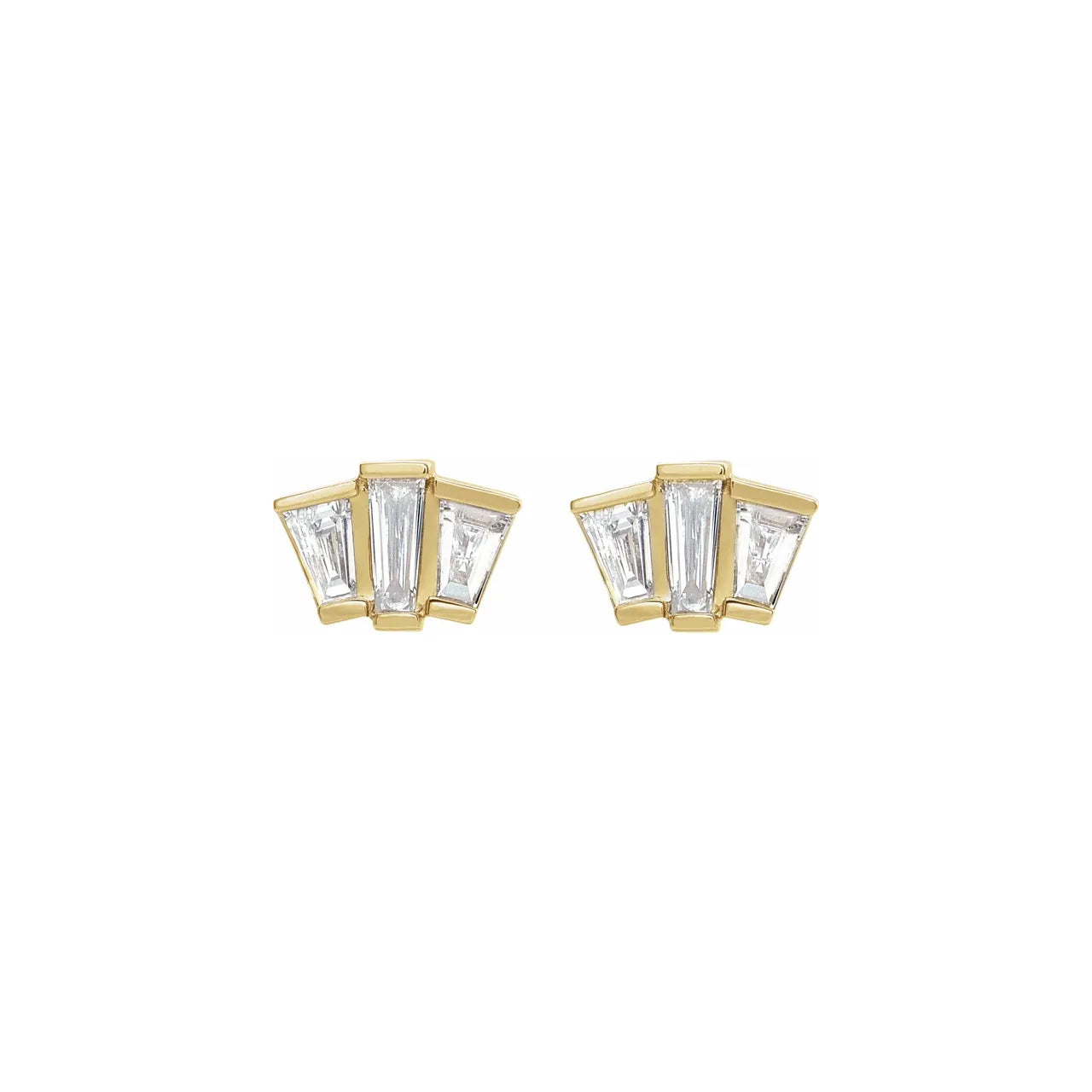 14k yellow gold tapered baguette diamond studs Tiny Gods