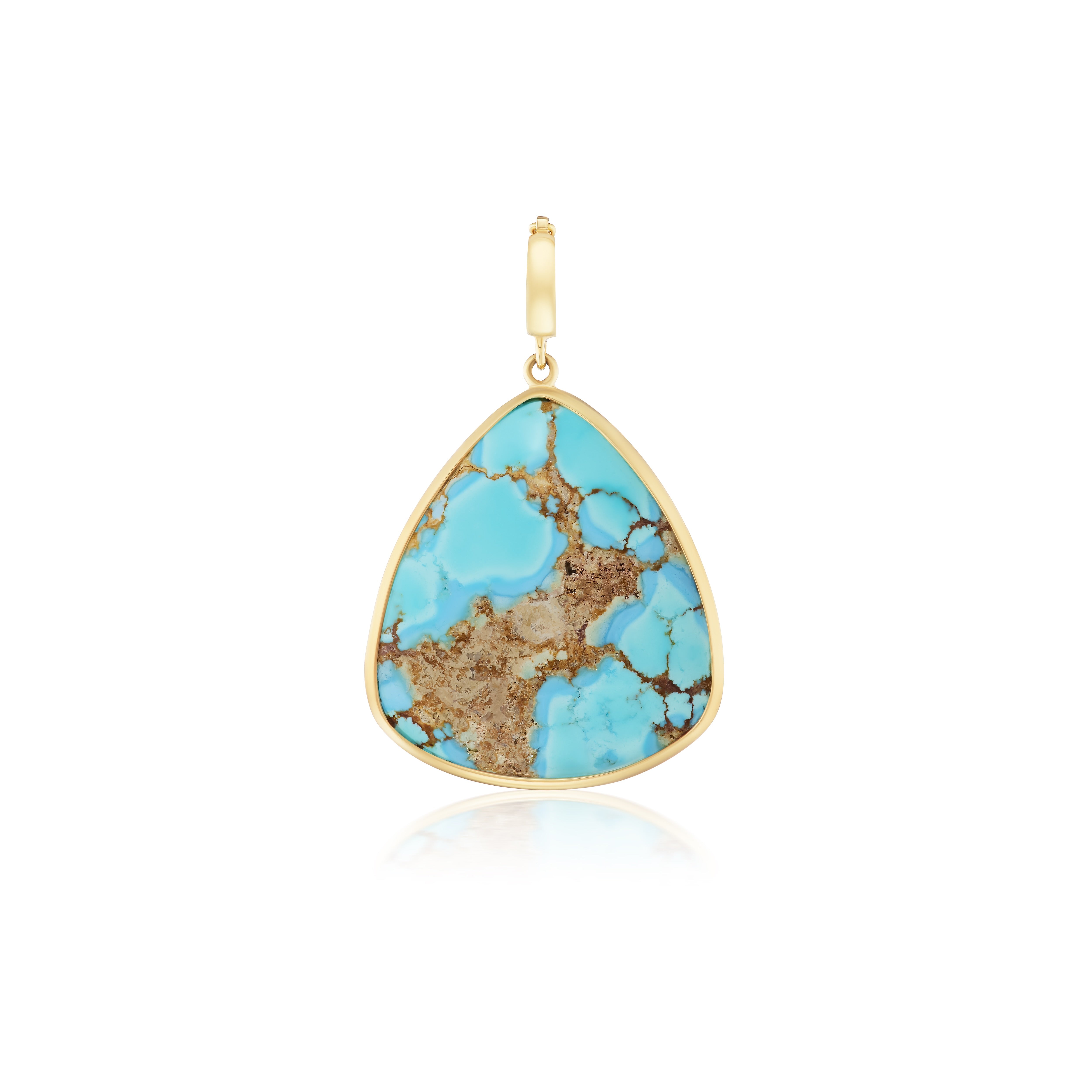18k yellow gold trillion shaped Kazakhstan turquoise pendant Tiny Gods
