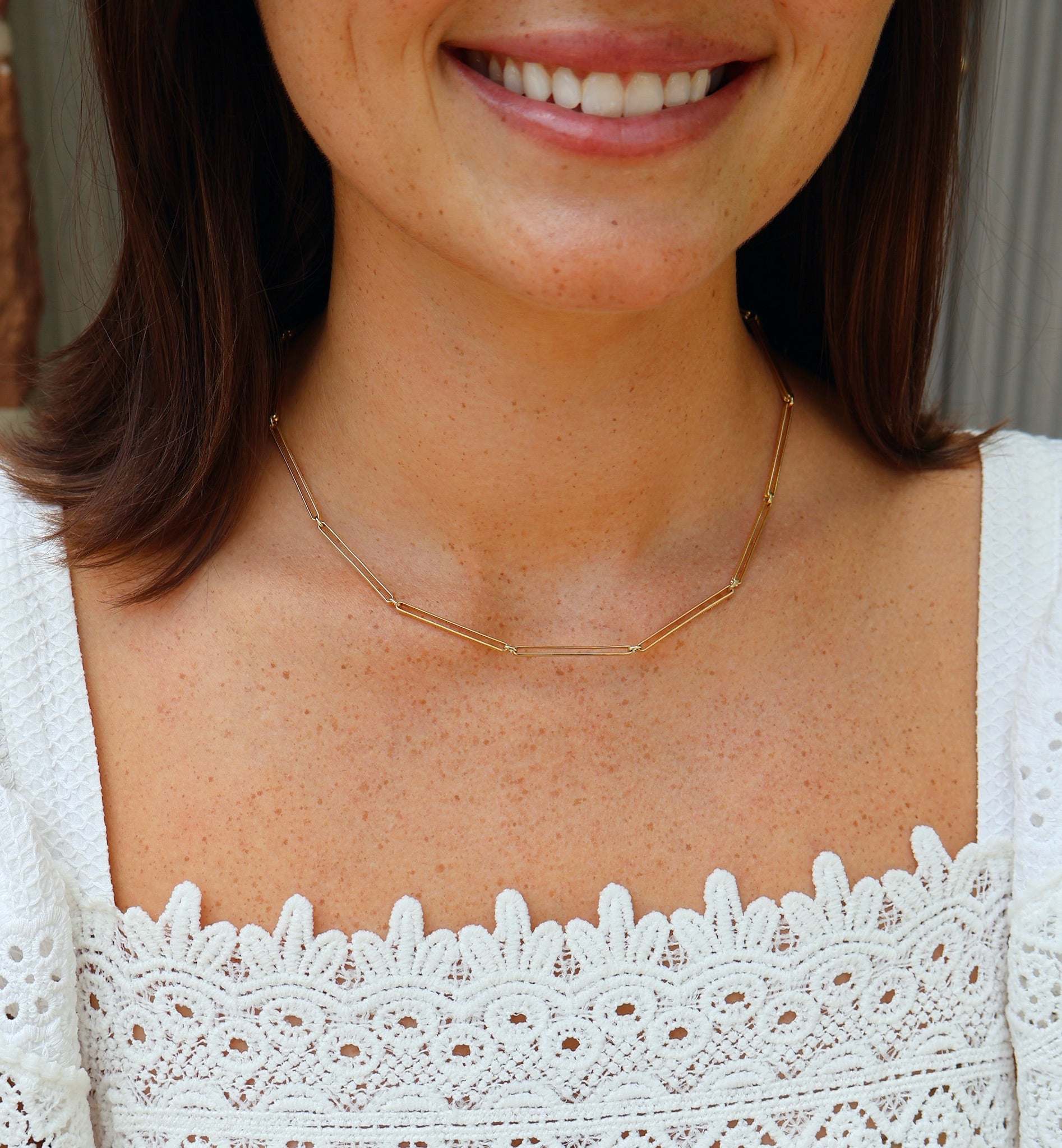18k yellow gold ultra stretched Sync collection doubled link necklace by Fernando Jorge Tiny Gods
