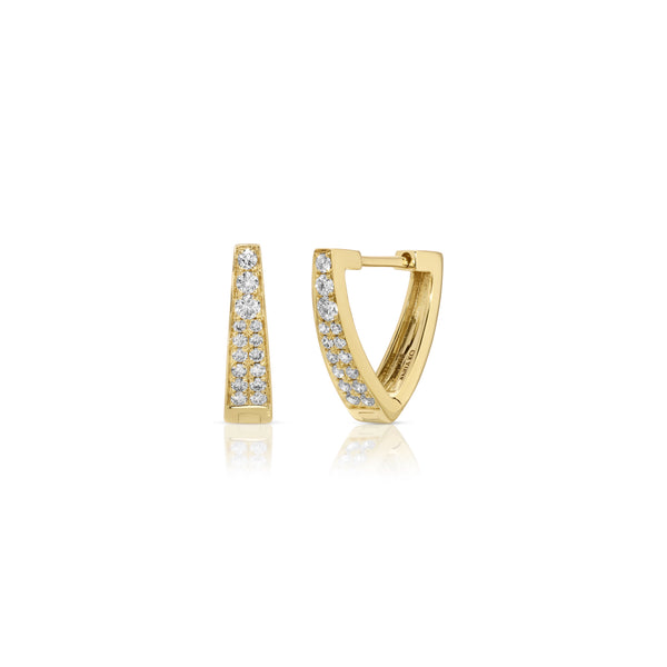 18k yellow gold diamond v shape diamond earring Huggies Anita Ko Tiny Gods