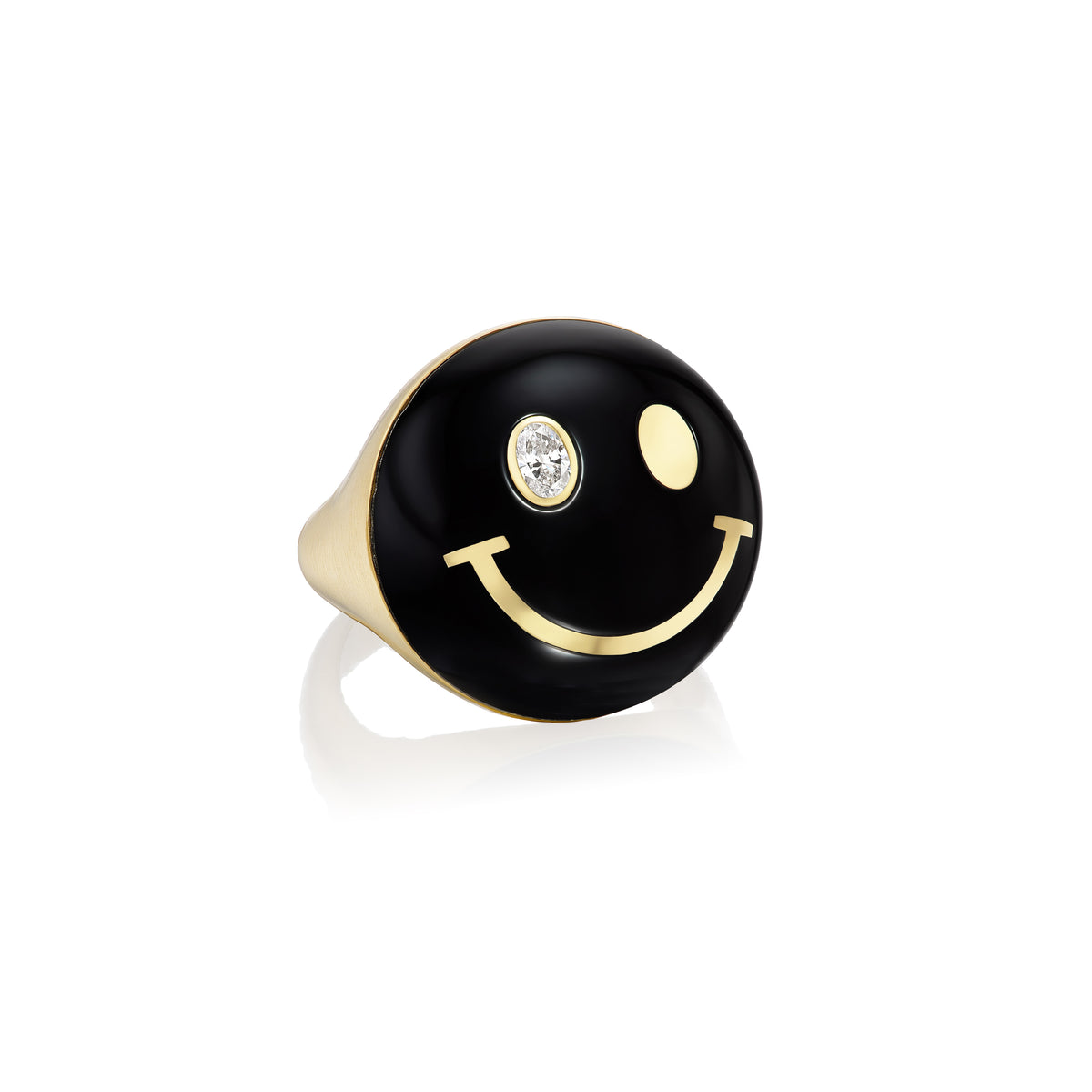 Onyx Happy Face Ring