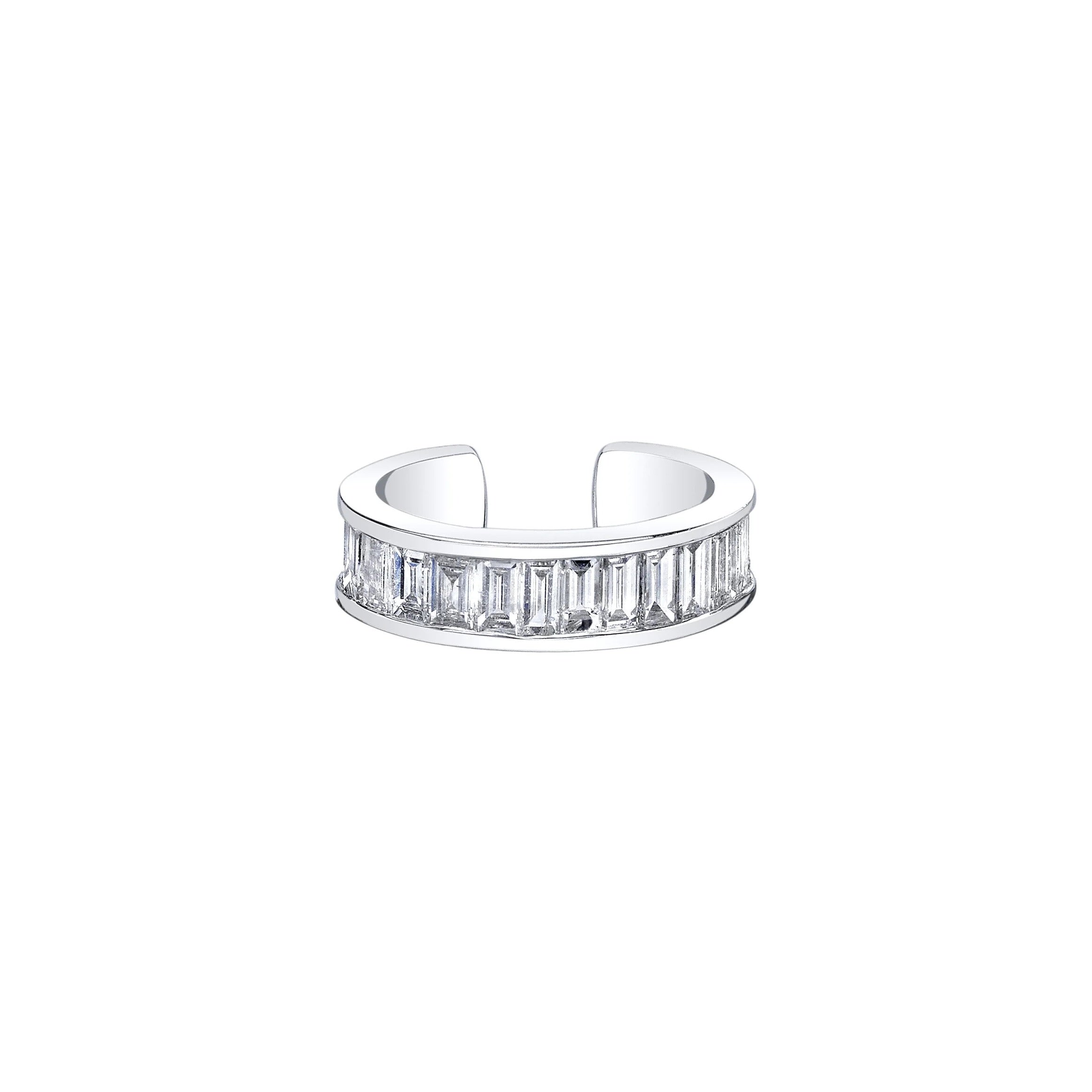 18k white gold diamond baguette earcuff by Anita Ko Tiny Gods