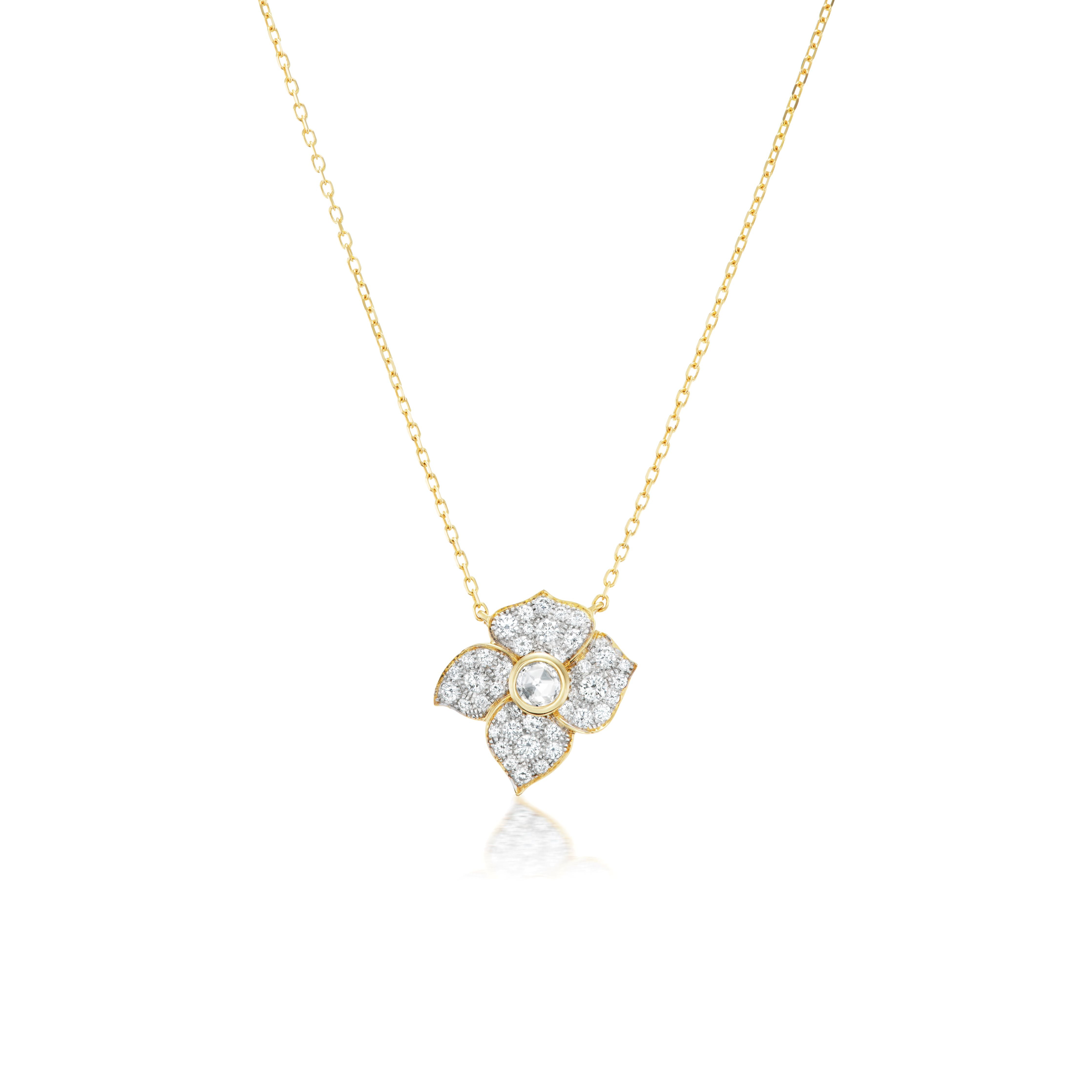 18k yellow gold hail storm fiore pendant in white rhodium by sorellina Tiny Gods