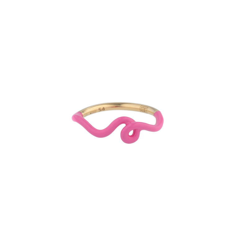 wow mini mono ring in bubblegum pink enamel by Bea Bongiasca Tiny Gods
