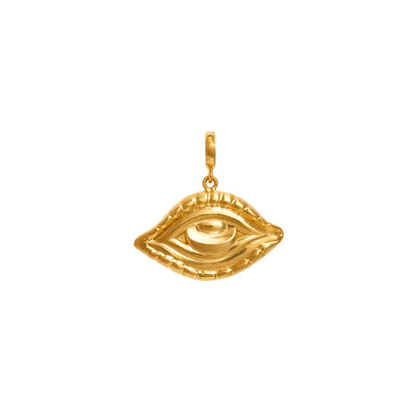 18k yellow gold protective evil eye charm pendant by Christina Alexiou Tiny Gods
