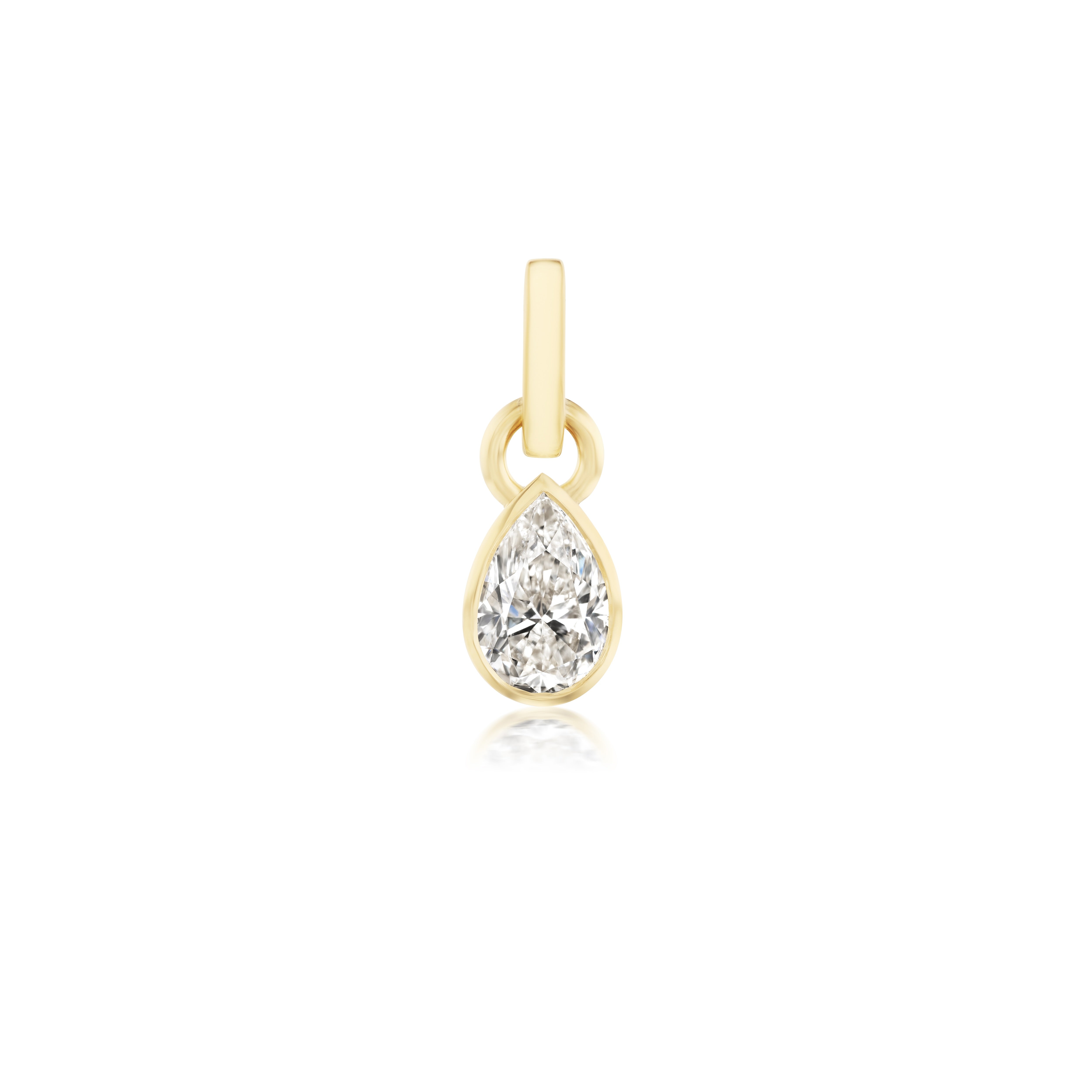 yellow gold 1.70ct pear diamond bezel pendant charm tiny gods