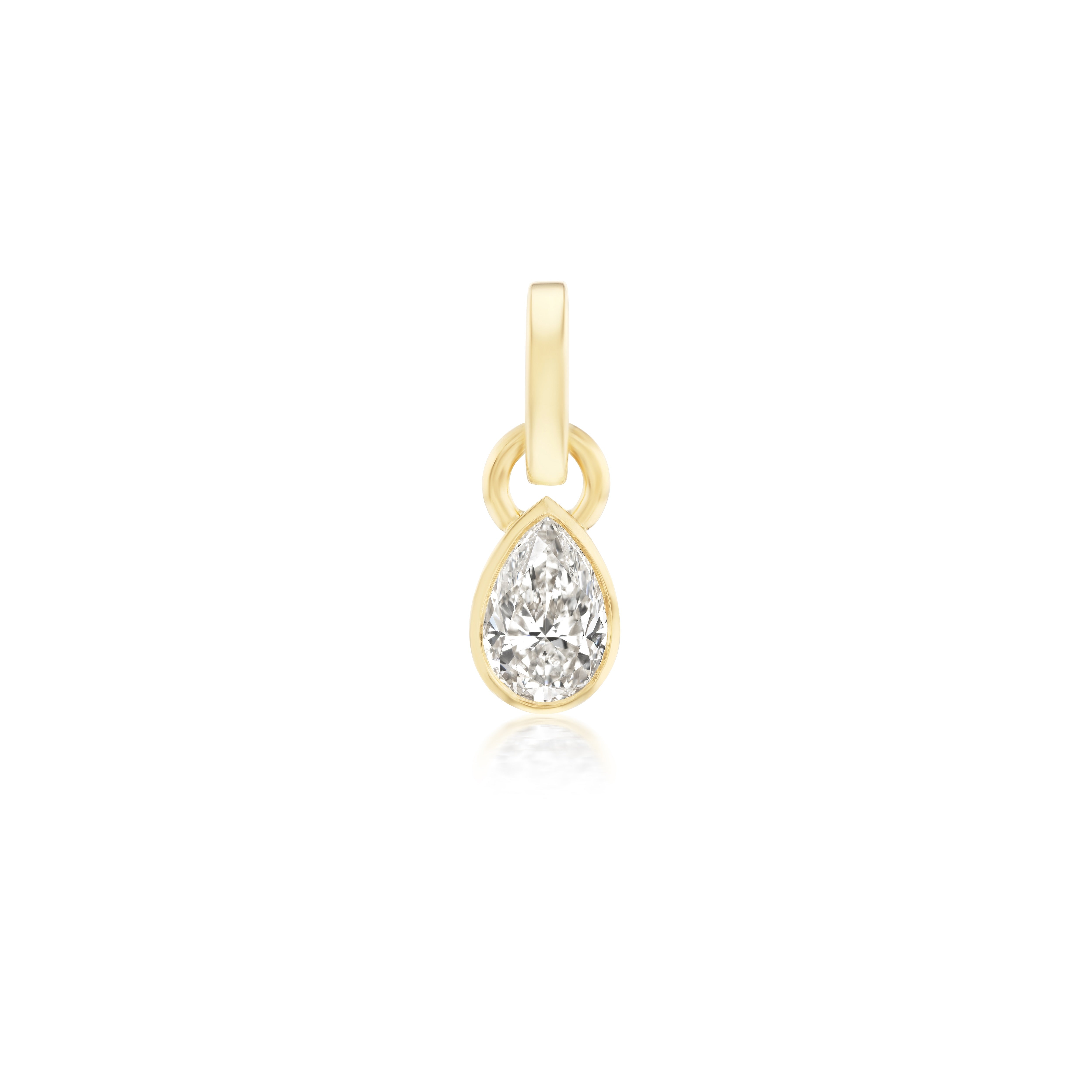 18k yellow gold 1.21ct pear diamond bezel set pendant charm by Tiny Gods