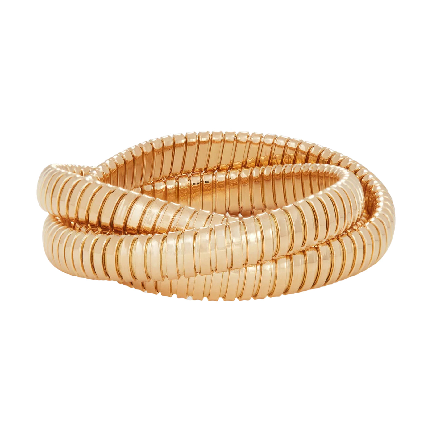 18k yellow gold 3 row continuous rolling bracelet 9mm width by Sidney Garber Tiny Gods