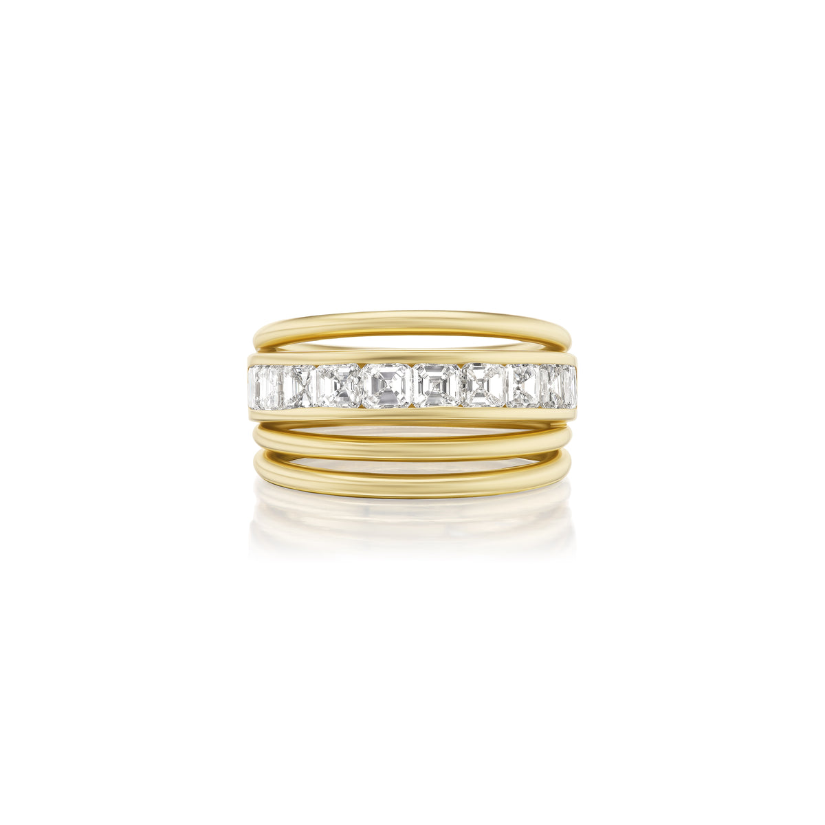 18k yellow gold square diamond four bands jupiter ring by Tiny Gods