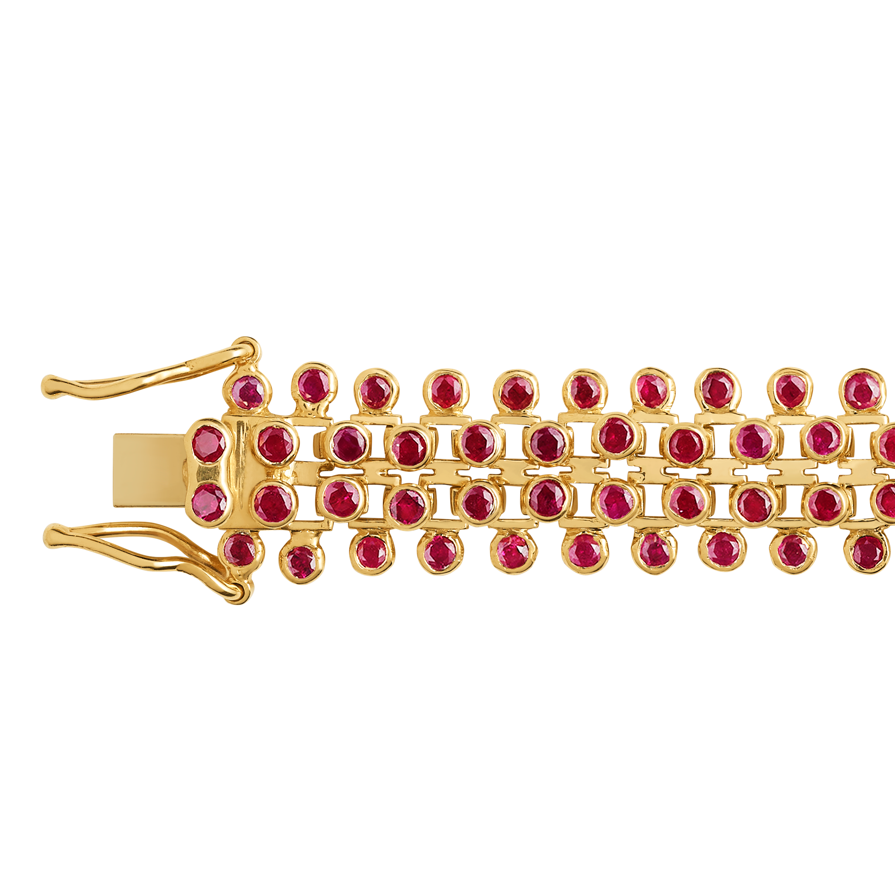 18k yellow gold ruby bezel mesh chain bracelet by Marie Lichtenberg Tiny Gods