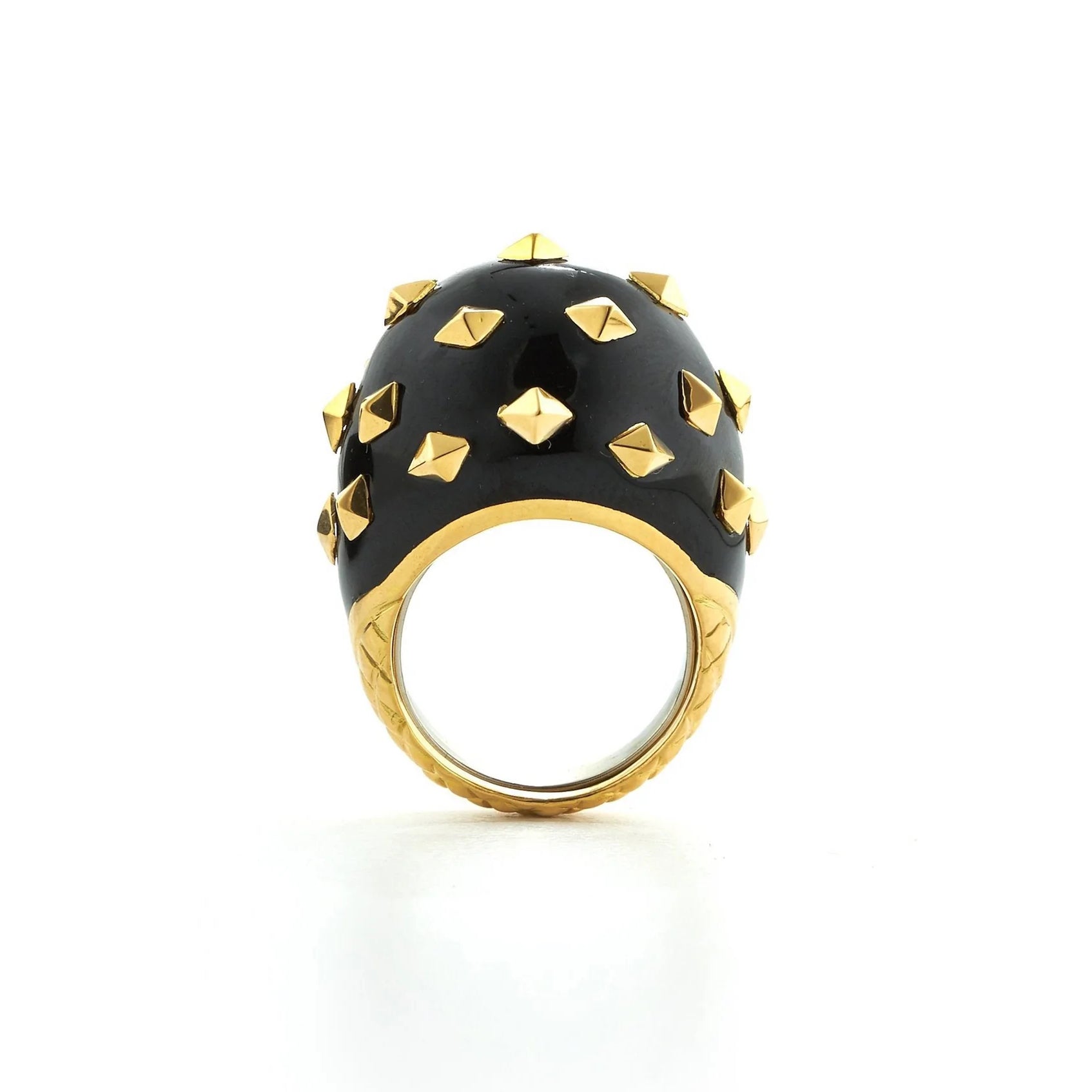 18k yellow gold black enamel domed Jackie ring by David Webb Tiny Gods