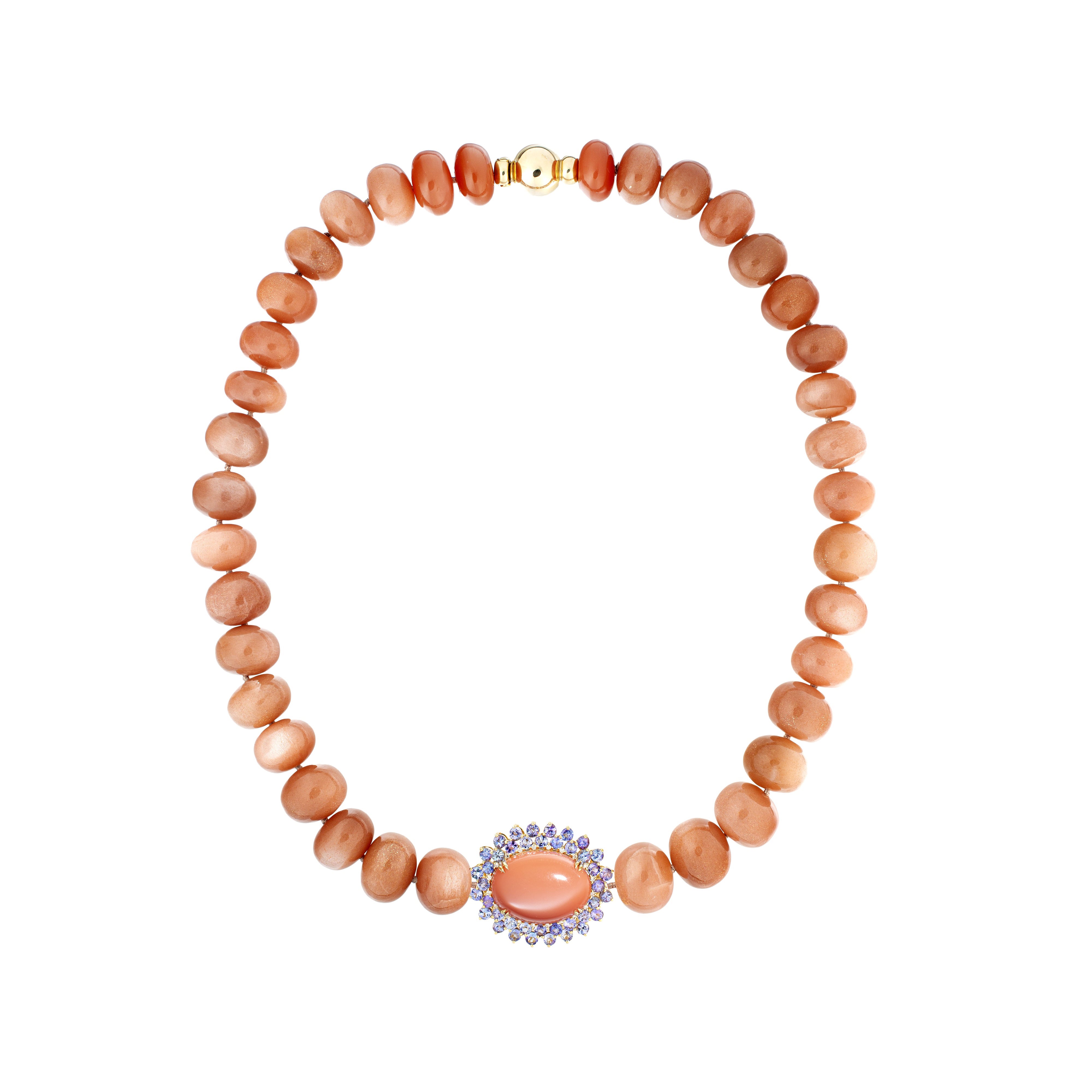 Blush Moonstone & Tanzanite Beaded Necklace