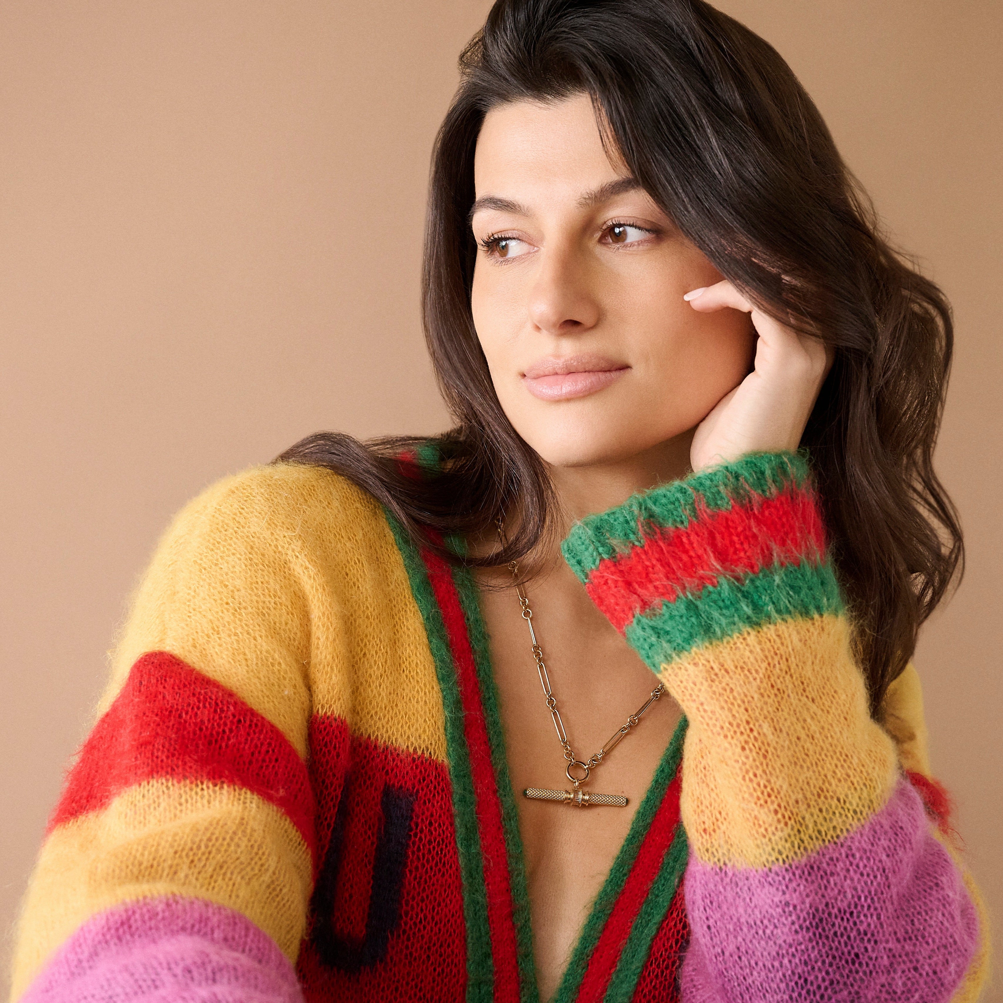 14k yellow gold emerald buchanan t bar pendant charm by Lucy Delius Tiny Gods