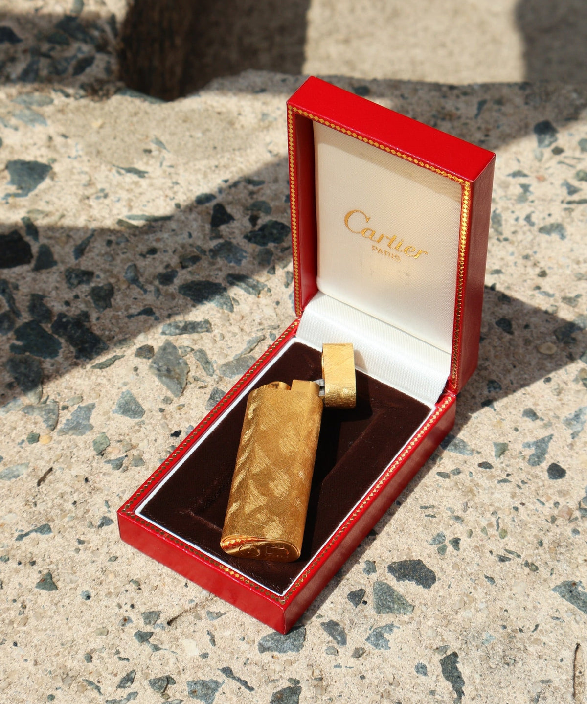 18k Yellow gold vintage lighter by Cartier and Tiny Gods