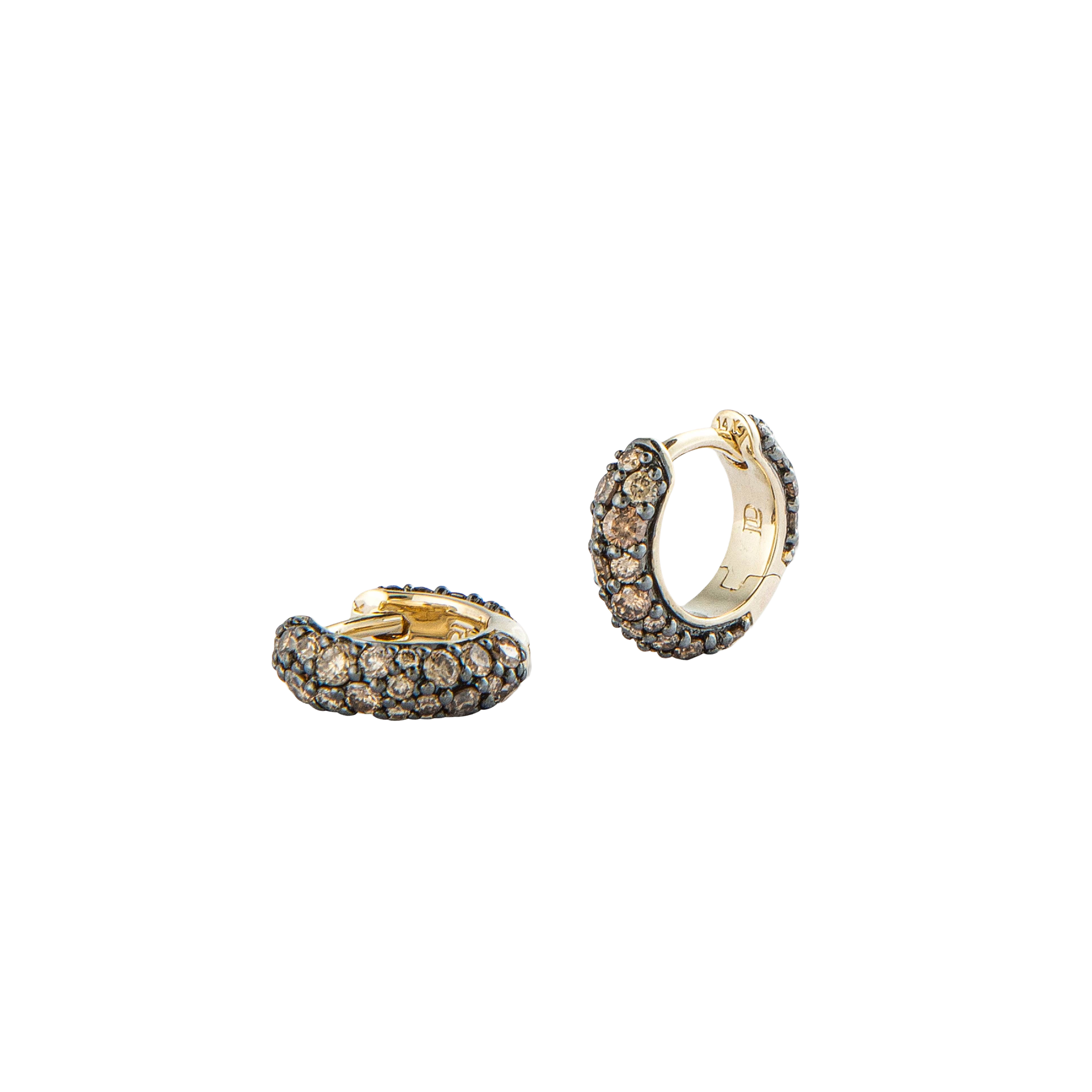 14k yellow gold cognac diamond chubby huggie earrings by Lucy Delius Tiny Gods