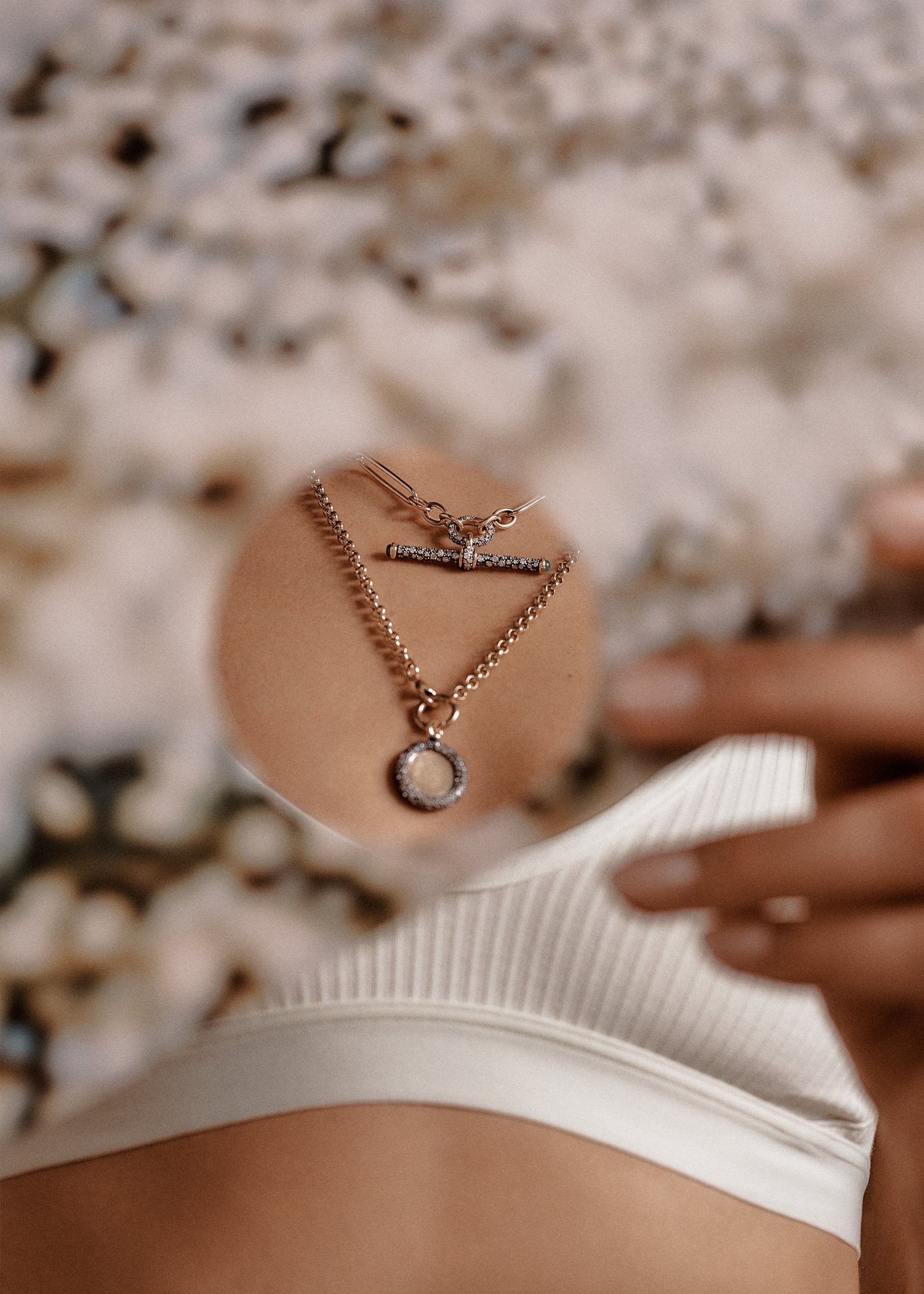 14k yellow gold cognac diamond enhancer bail connector hinge clasp by Lucy Delius Tiny Gods