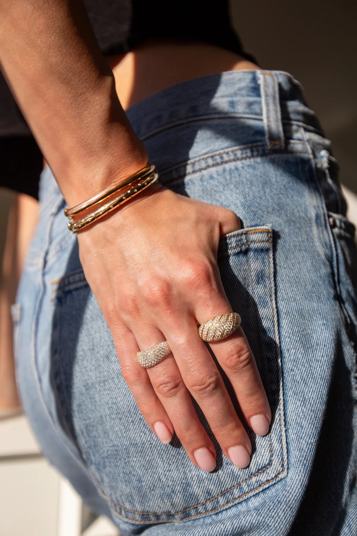 yellow gold cosmo bangle bracelet Anita ko tiny gods