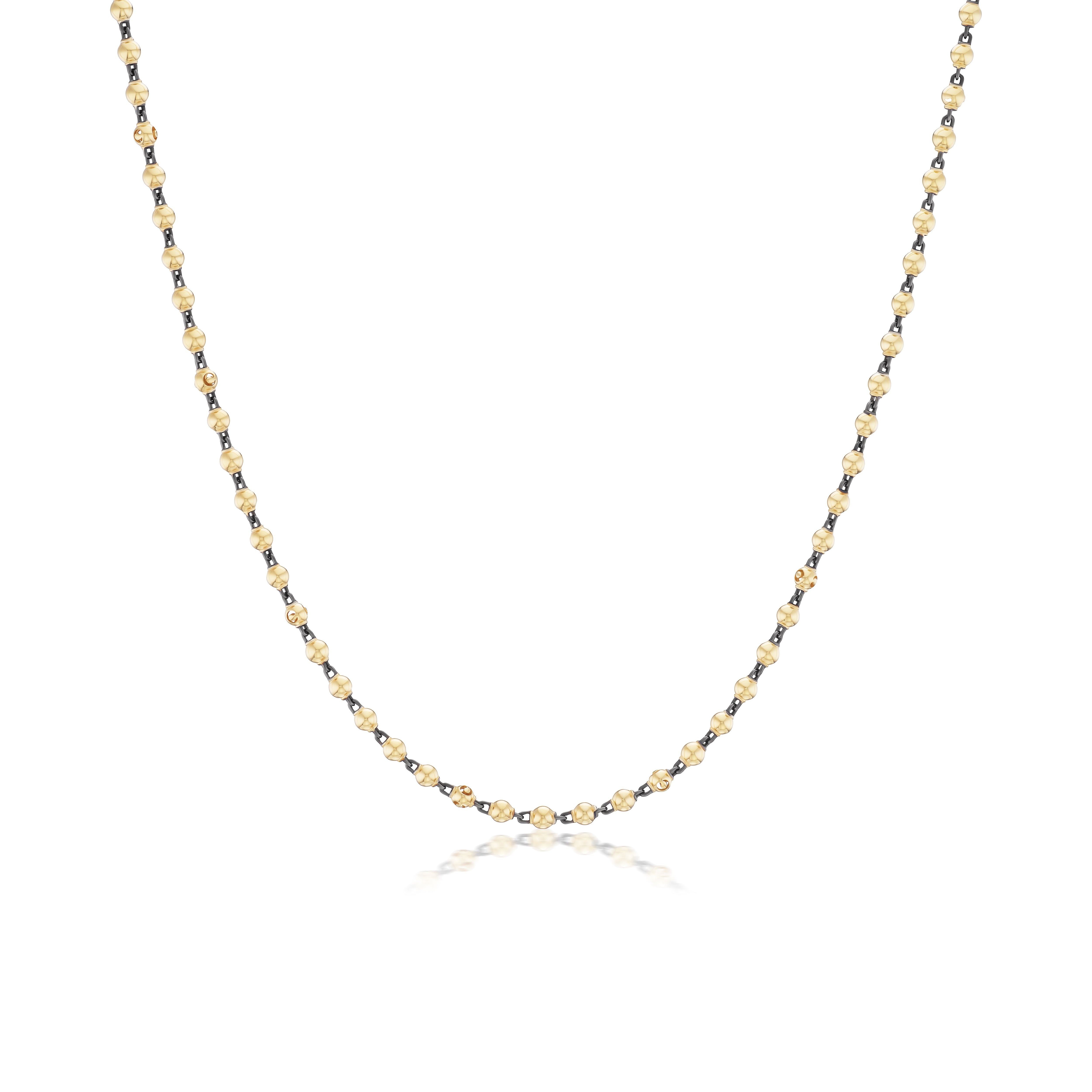 18k yellow gold Crivelli ball chain long necklace by Tiny Gods