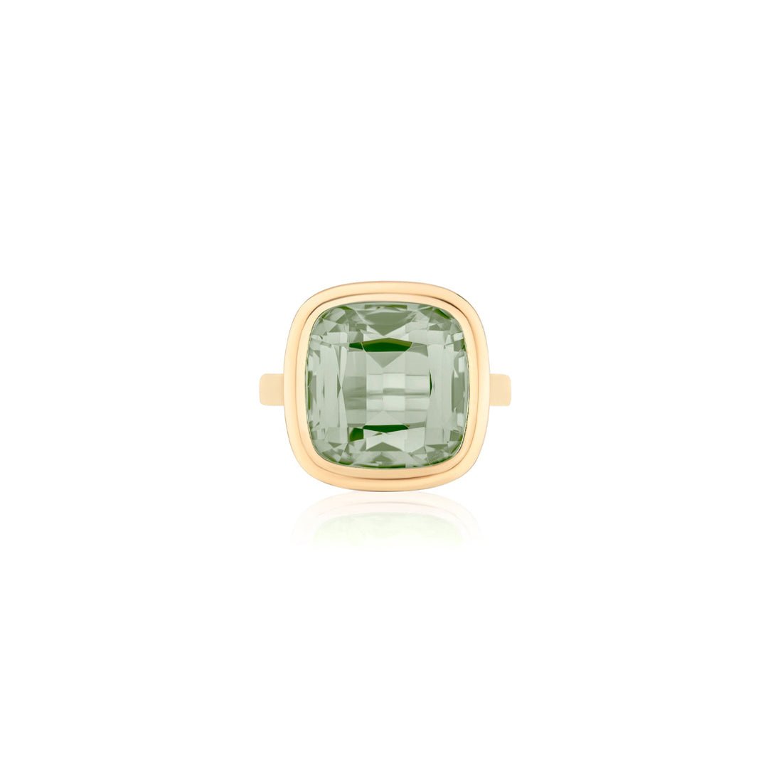 Prasiolite Cushion Cut Ring