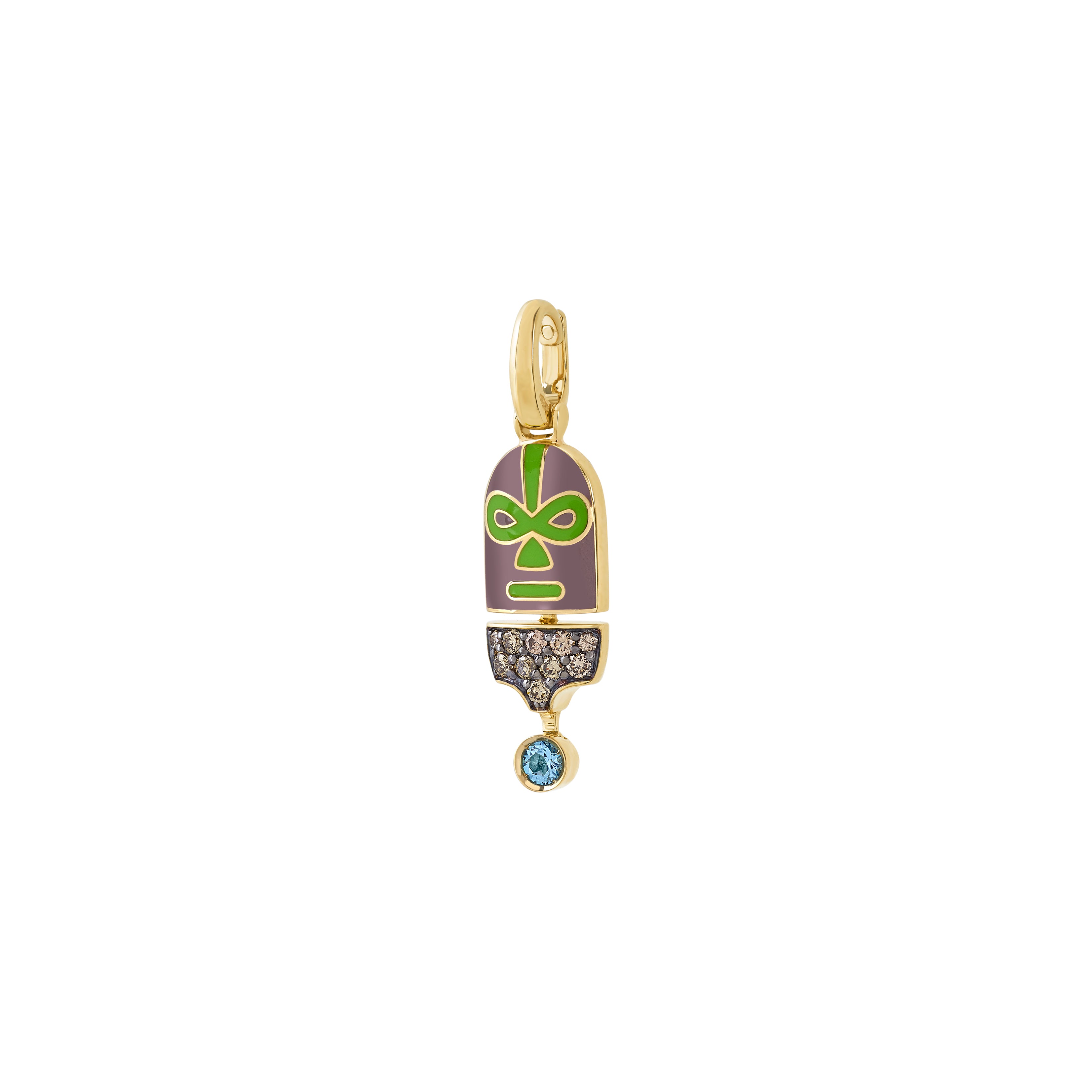 18k yellow gold the destroyer sees green wrestler pendant by francesca Tiny Gods