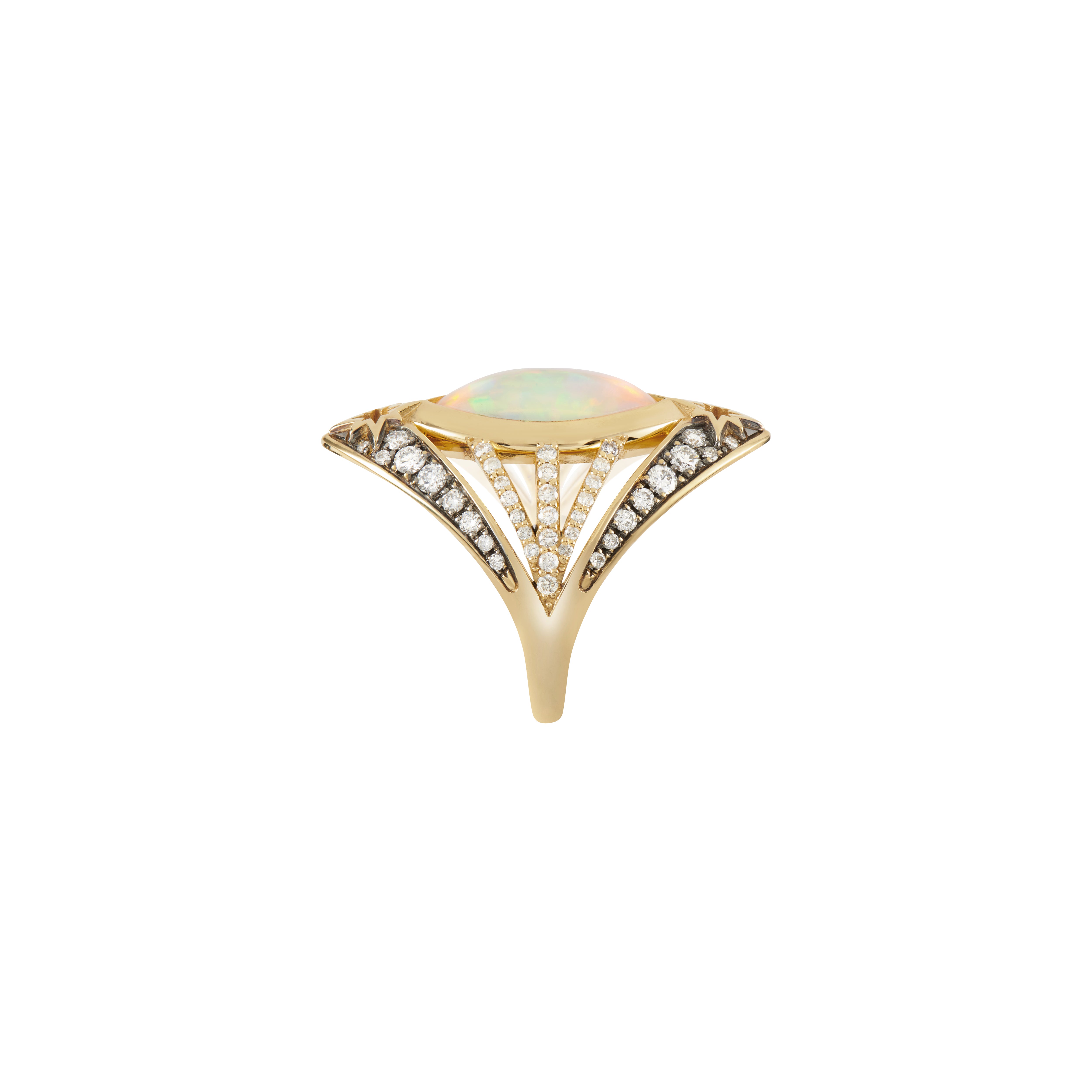 18k yellow gold marquis cut opal star diamond astraea ring by Venyx Tiny Gods