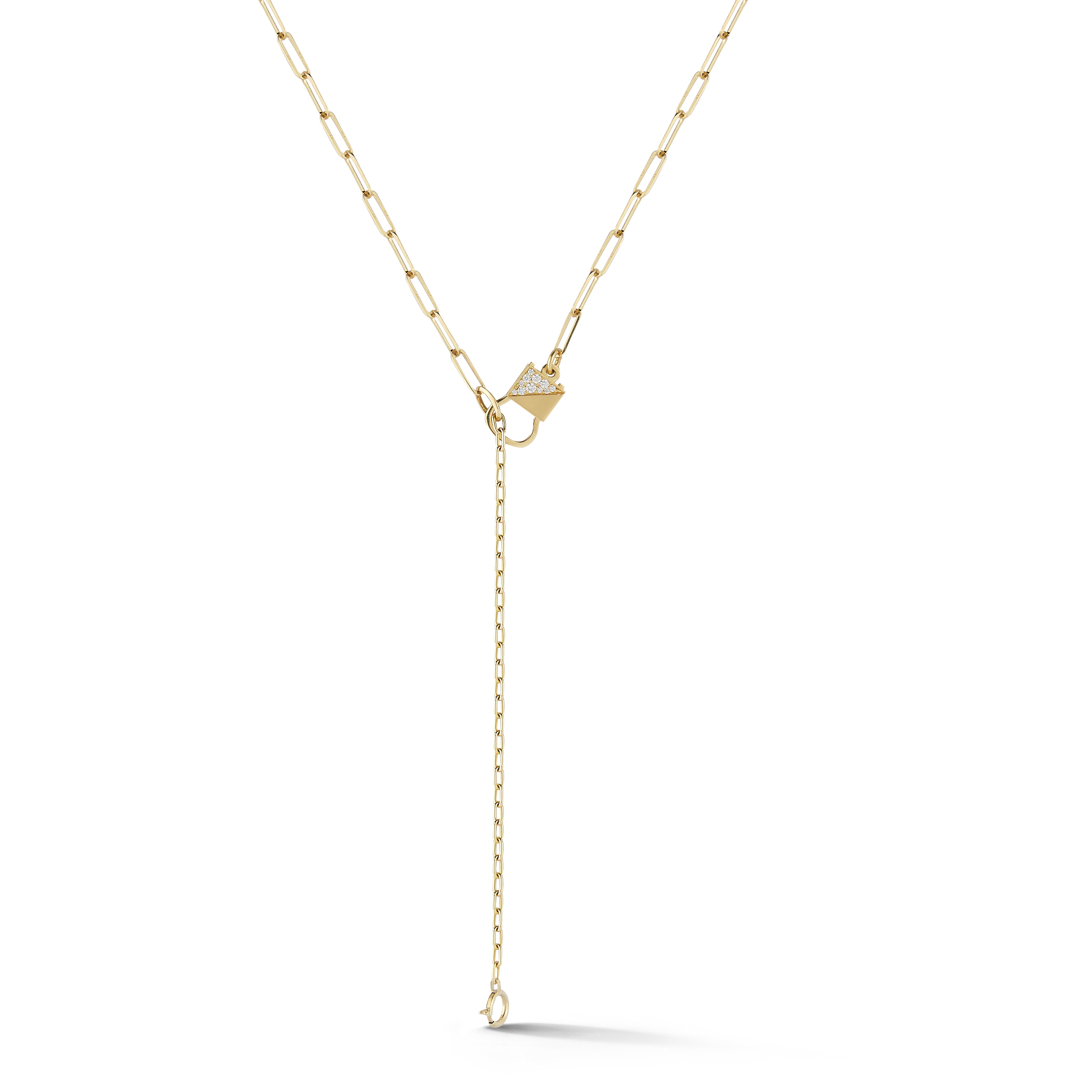 18k yellow gold diamond beatrix lariat necklace by Jade Trau Tiny Gods