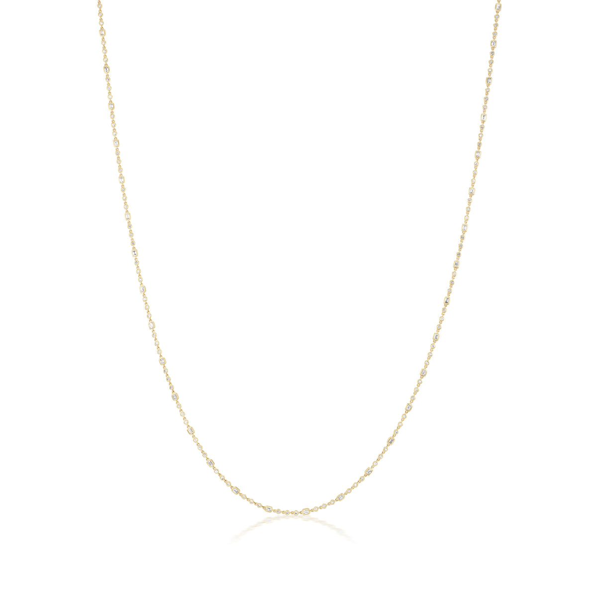 18k yellow gold diamond long chain necklace by Tiny Gods