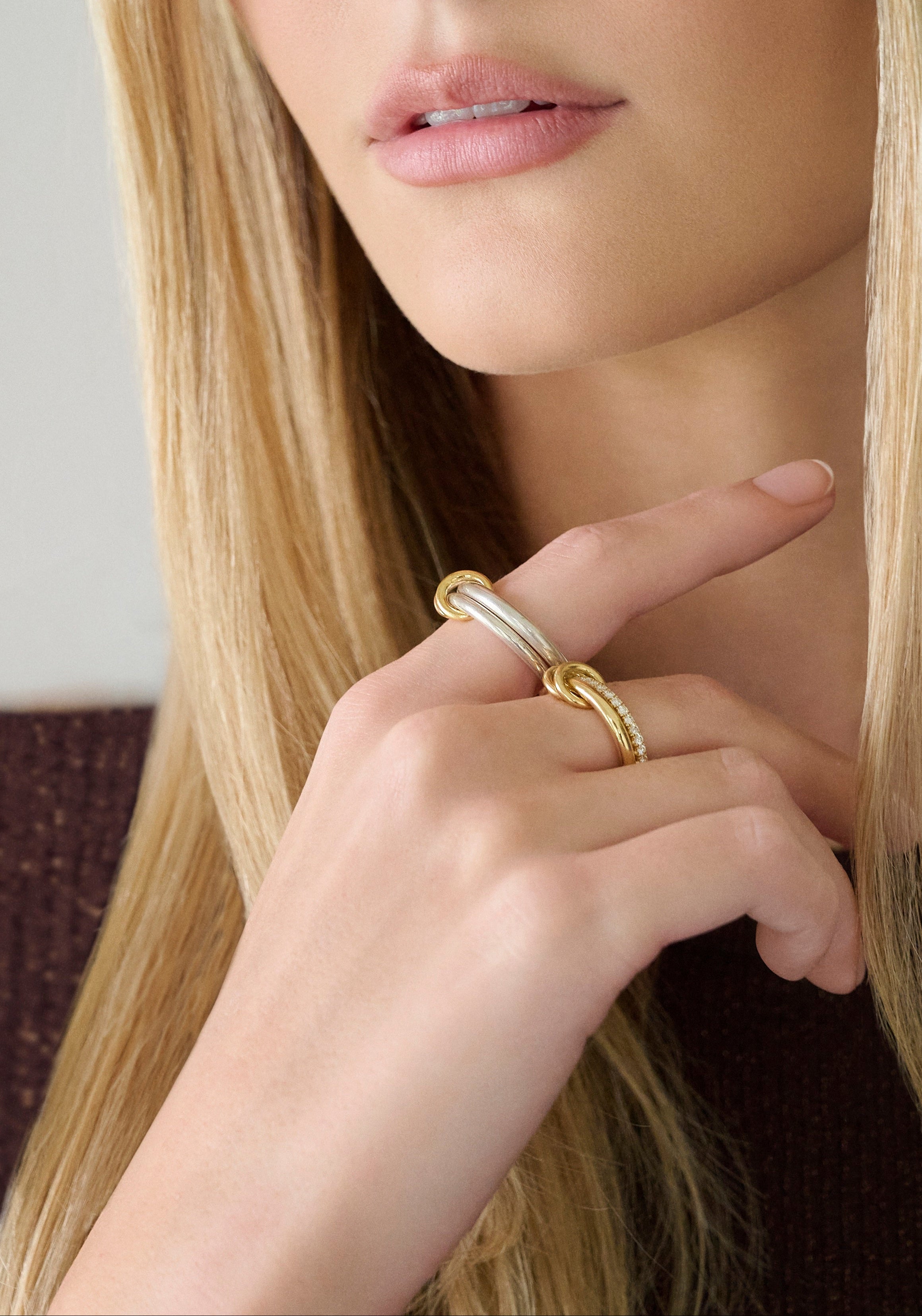 18k yellow gold diamond two band Ceres Deux ring by Spinelli Tiny Gods