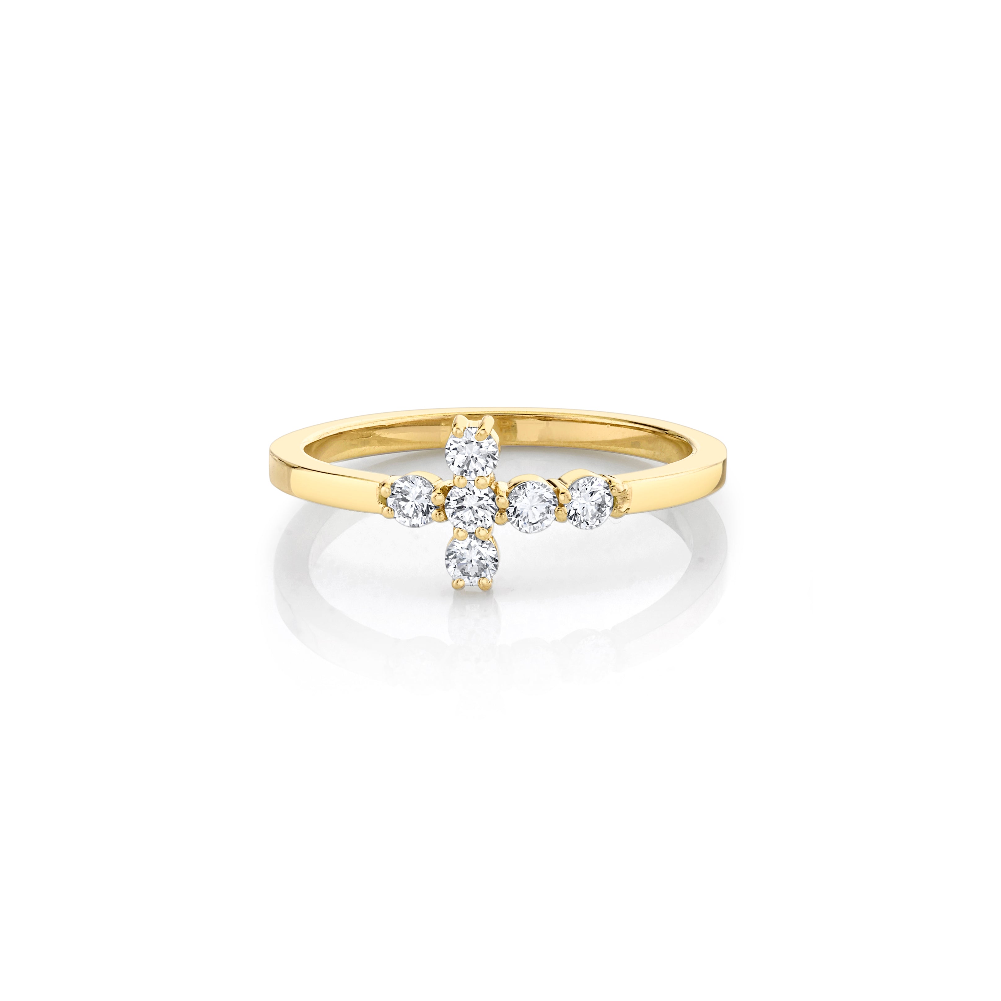18k yellow gold diamond cross band ring by Anita Ko Tiny Gods