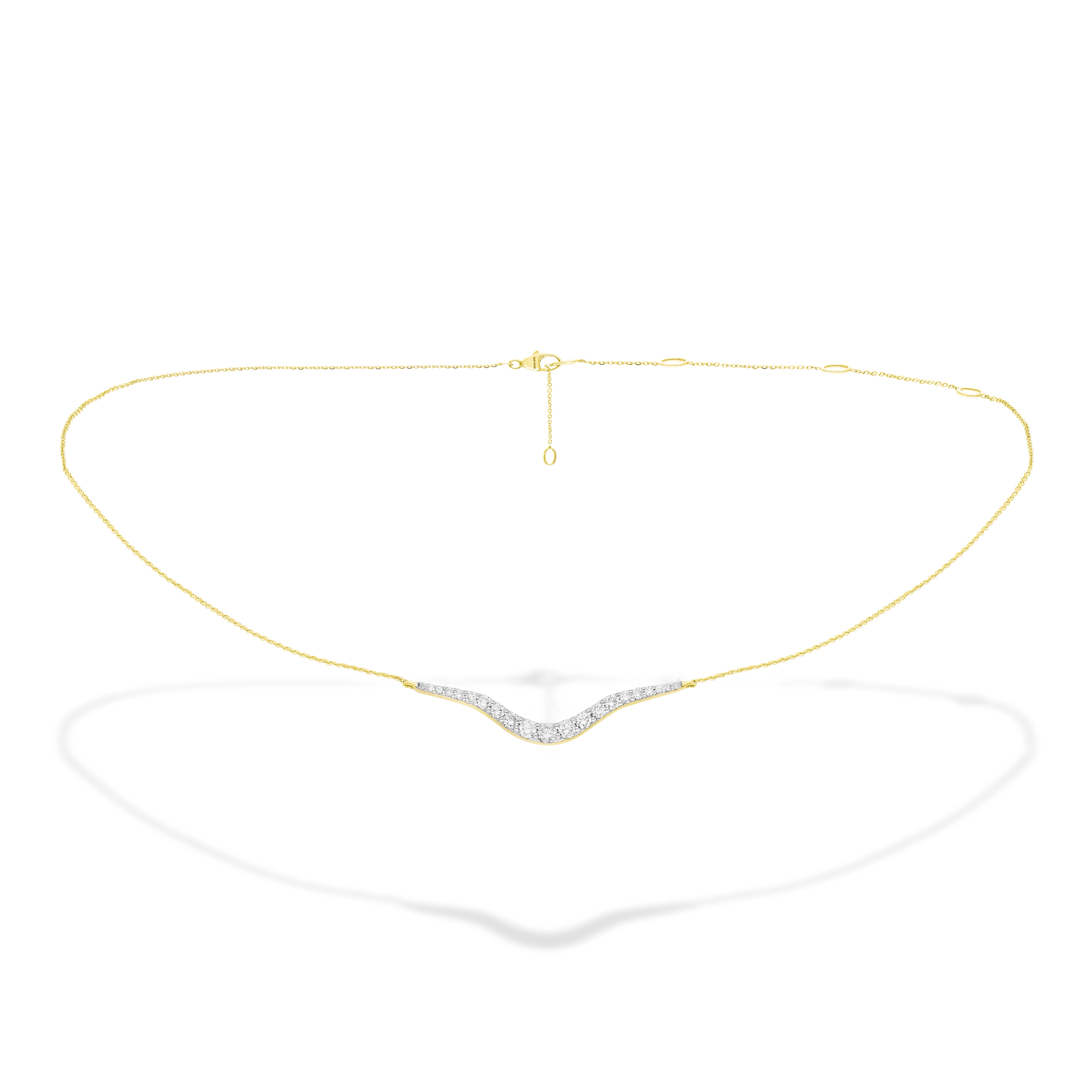 18k yellow gold diamond curved petit radiant chain necklace by Marie Mas Tiny Gods