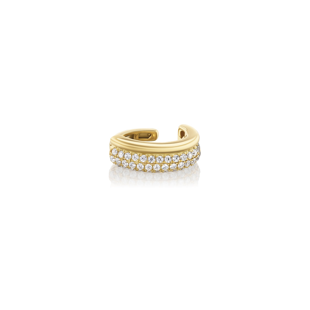 18k yellow gold diamond double row ear cuff by Tiny Gods