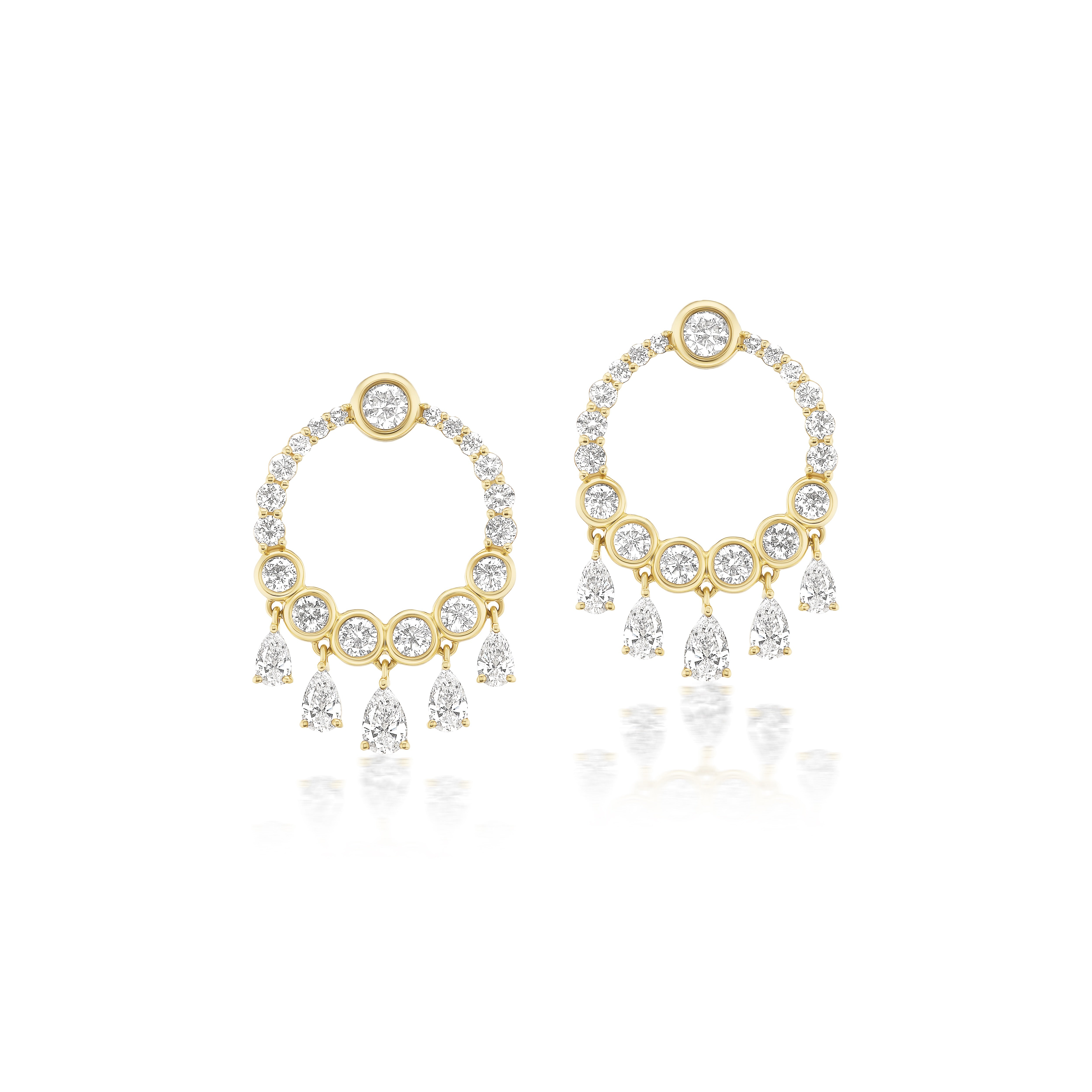 yellow gold diamond dream catcher dangle earrings