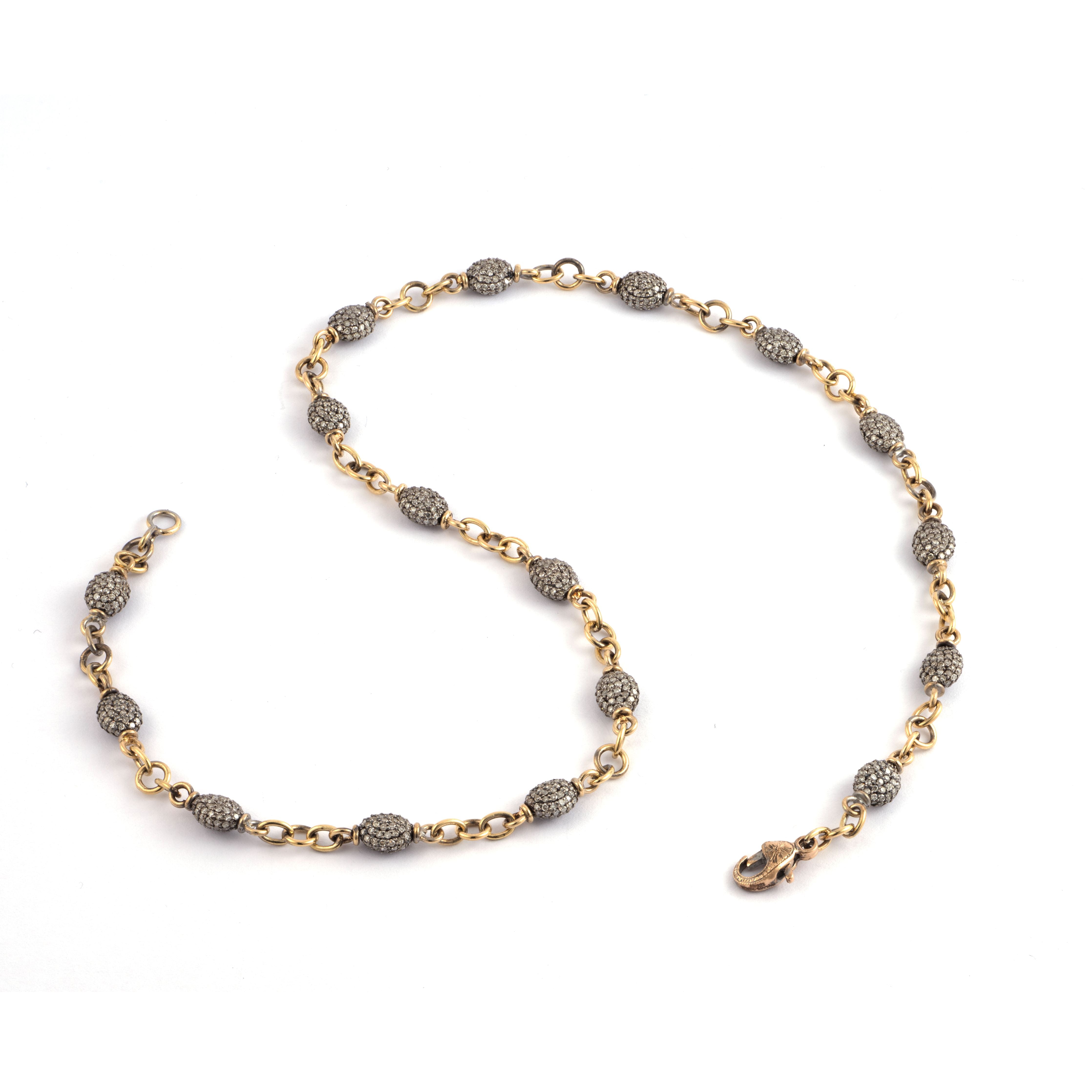 yellow gold diamond football bean bead bnecklace Sylva cie tiny gods