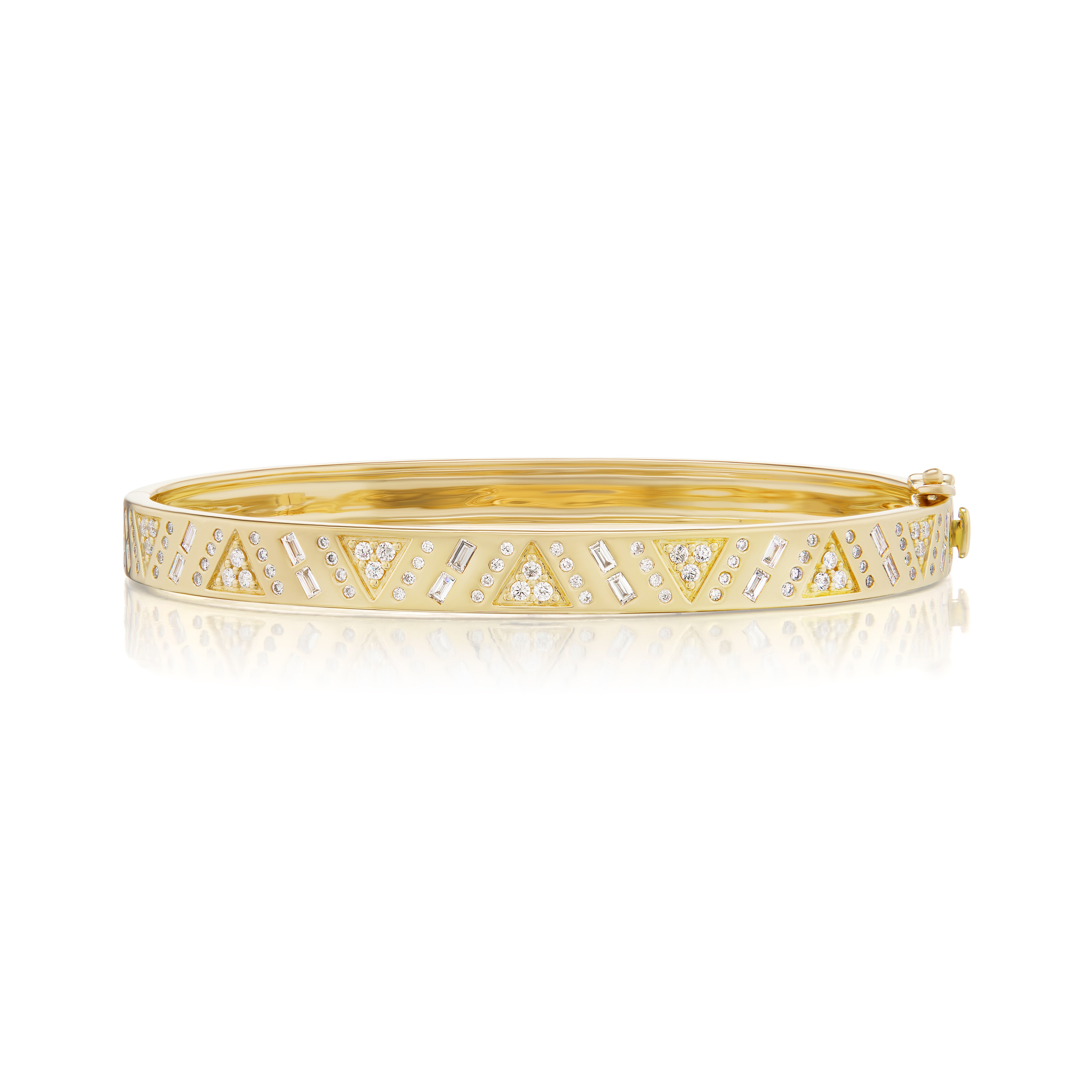 18k yellow gold diamond triangle stardust bangle bracelet by Harwell Godfrey Tiny Gods