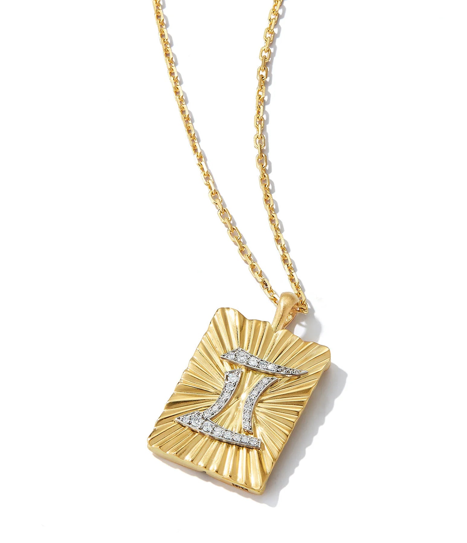 18k yellow gold platinum gemini diamond zodiac pendant necklace by David Webb Tiny Gods