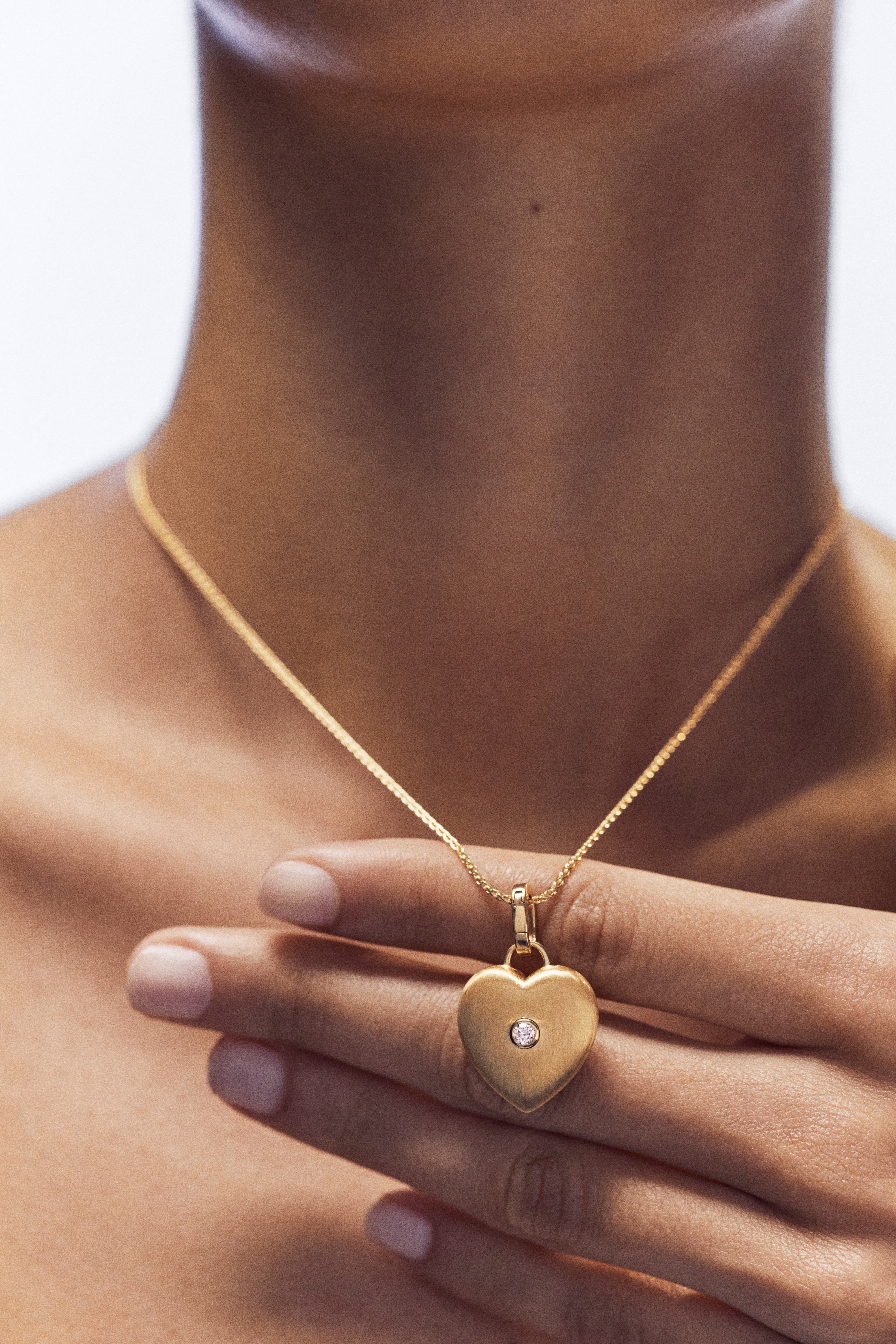 18k yellow gold diamond domed heart pendant charm earring by Marie Lichtenberg Tiny Gods