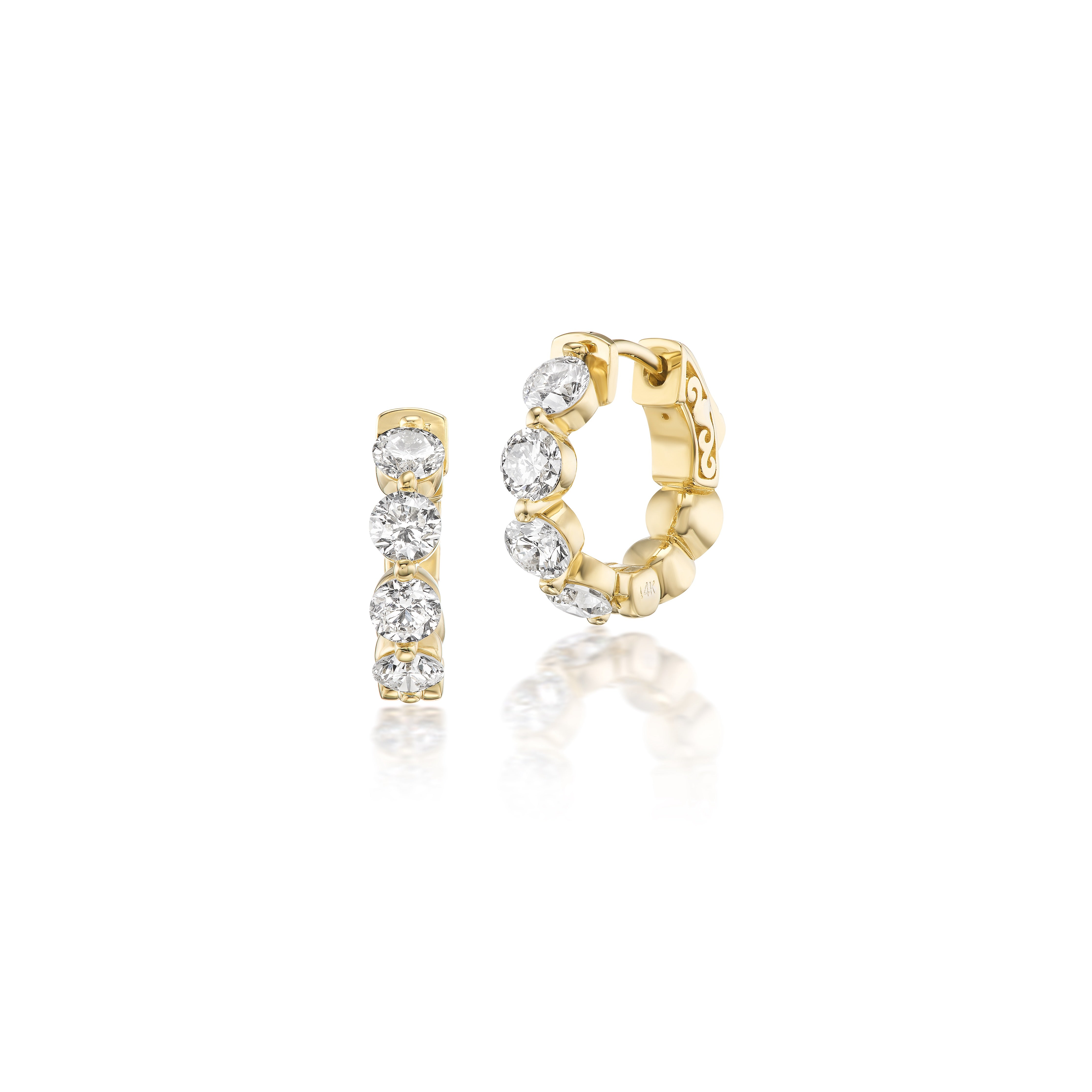 YELLOW GOLD DIAMOND Small HOOP EARRINGS tiny gods