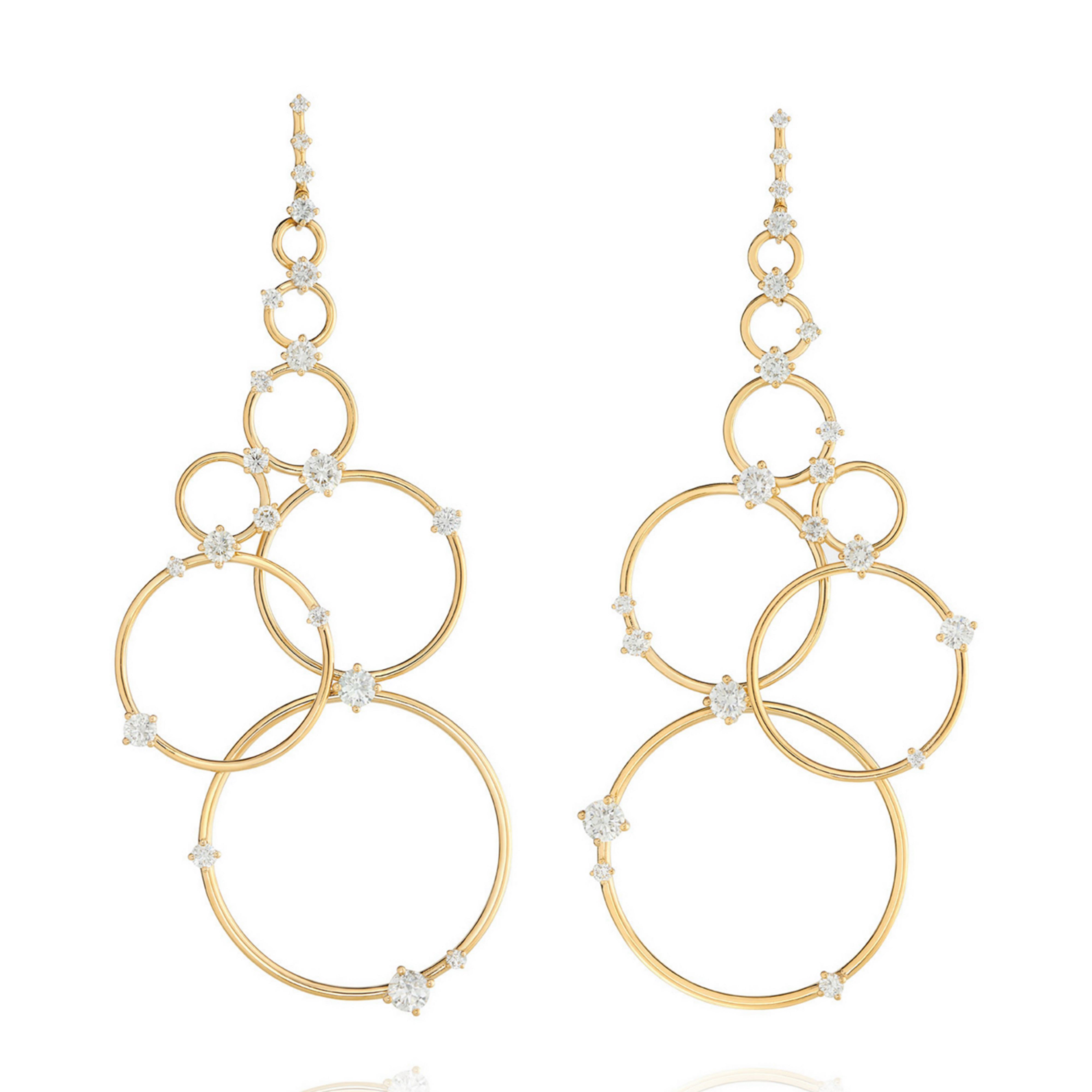 18k yellow gold diamond juggler dangle earrings by Fernando Jorge Tiny Gods