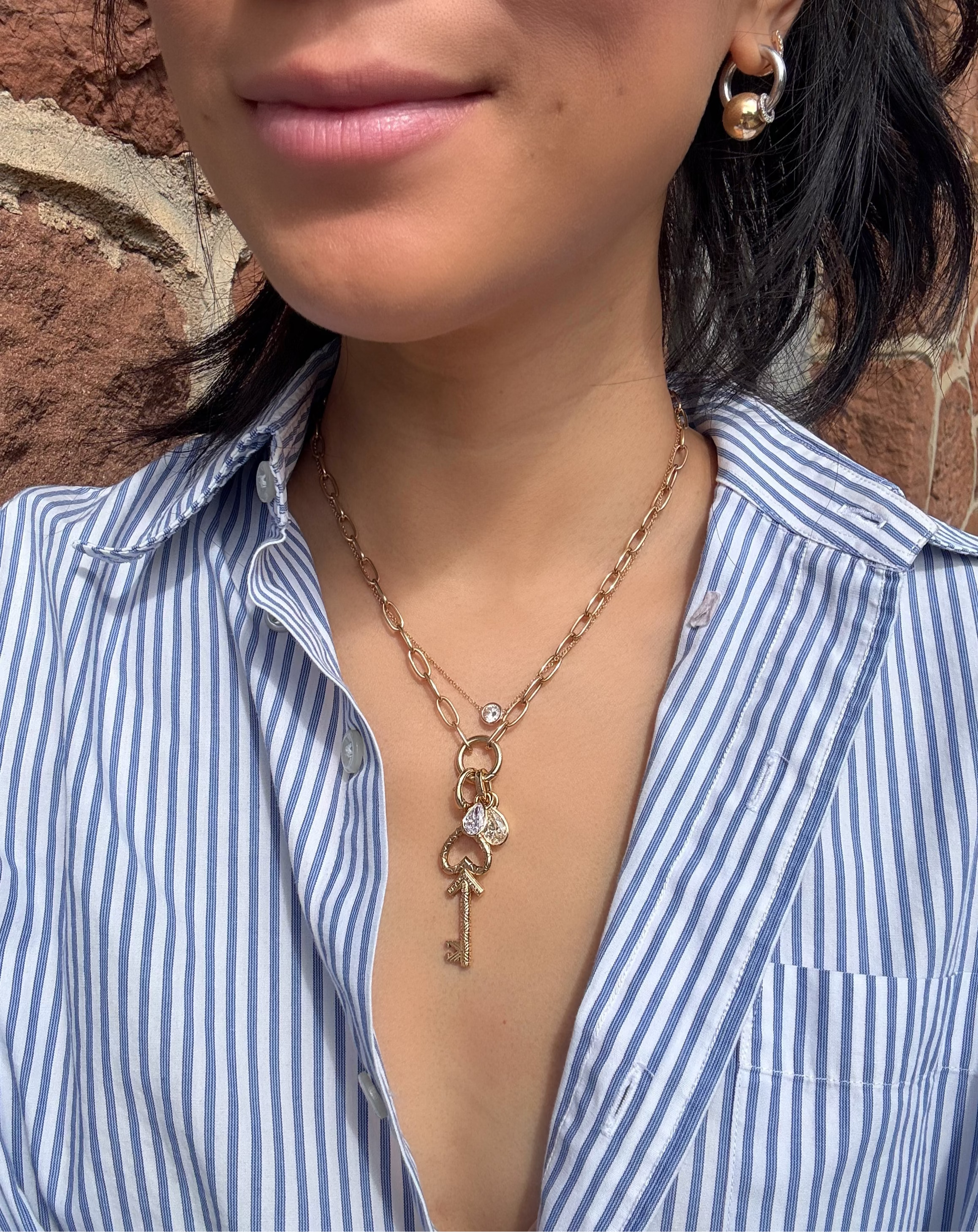18k yellow gold key to my heart pendant charm by Harwell Godfrey Tiny Gods