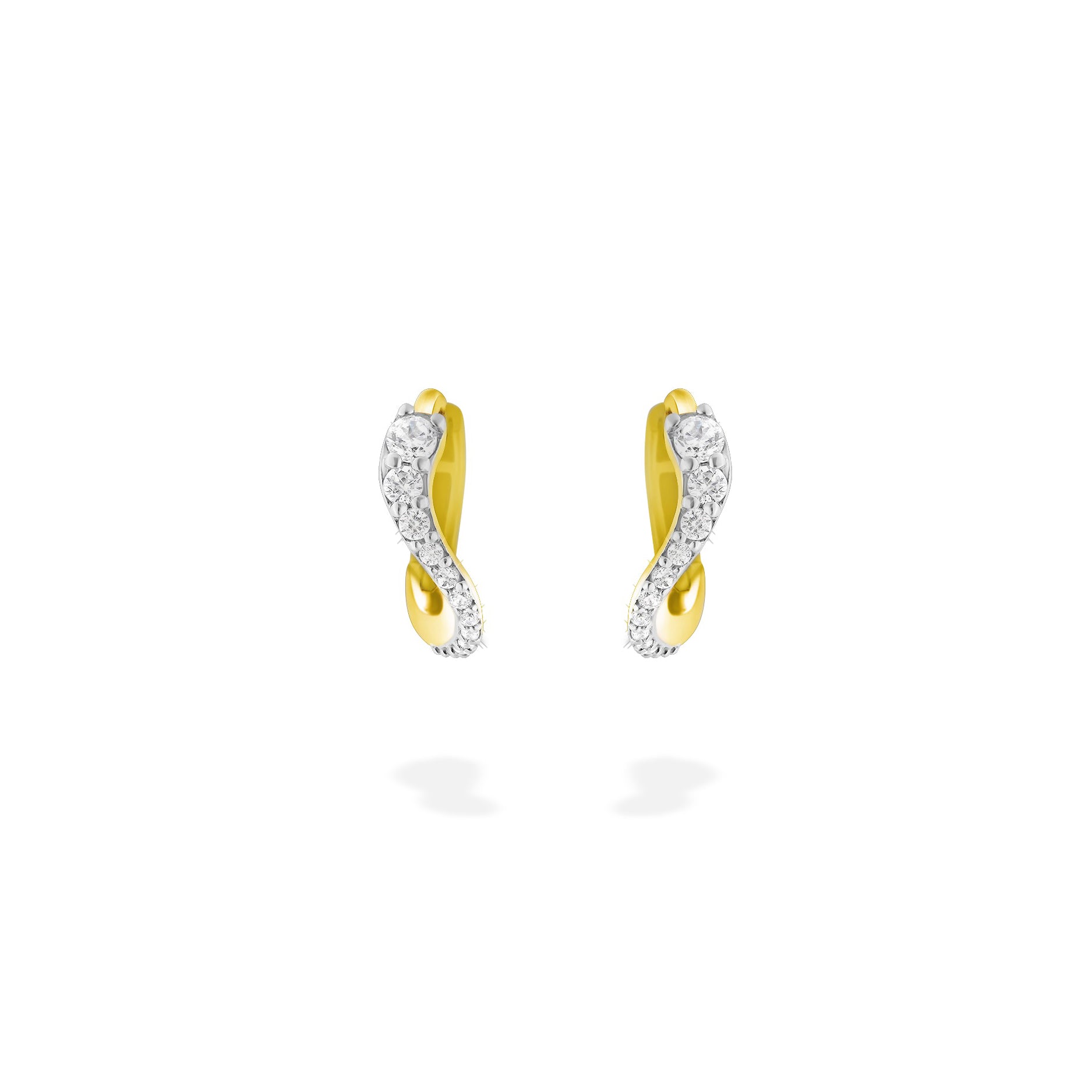 18k yellow gold diamond mini caustic light hoop earrings by Marie Mas Tiny Gods