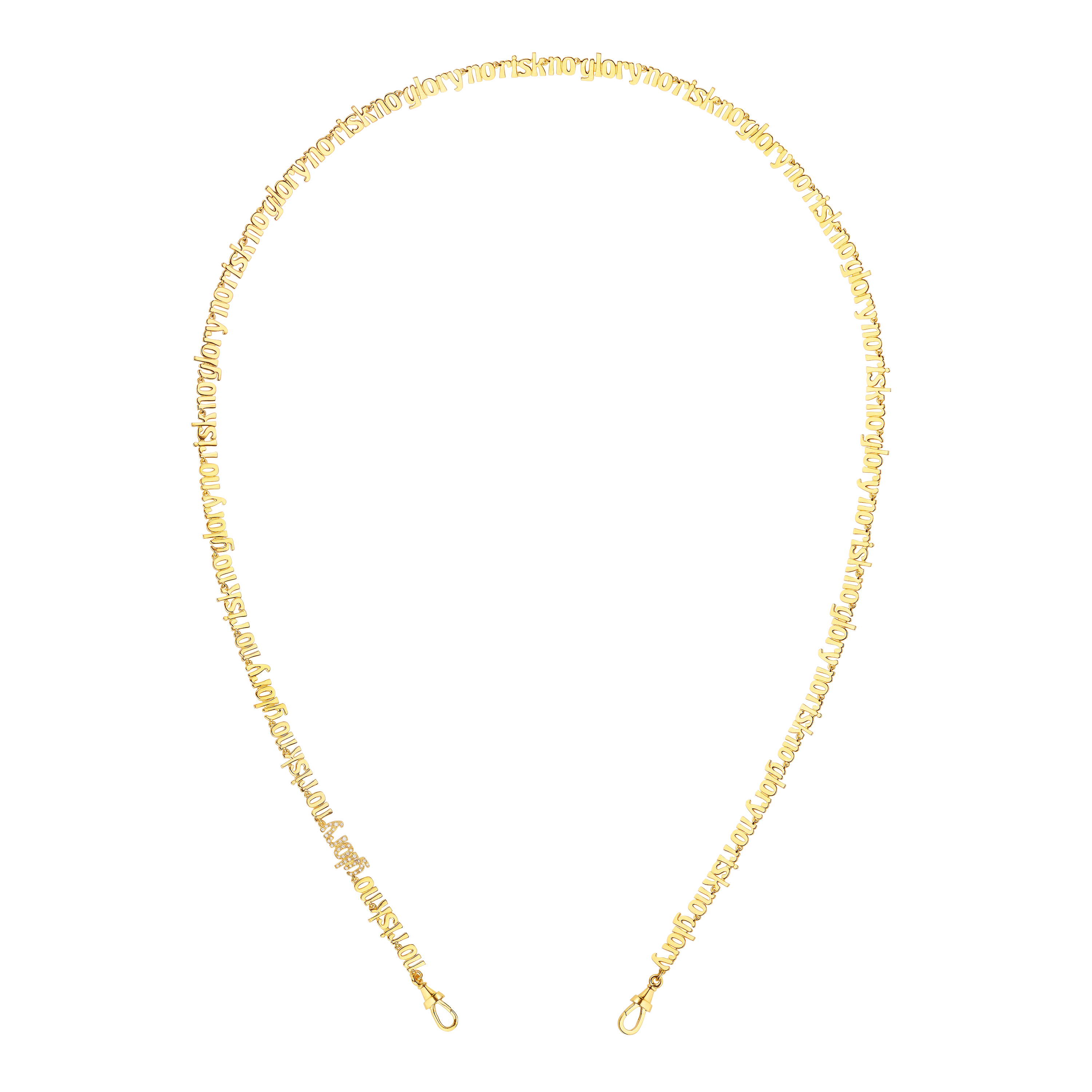 18k yellow gold diamond no risk no glory chain link necklace by Marie Lichtenberg Tiny Gods
