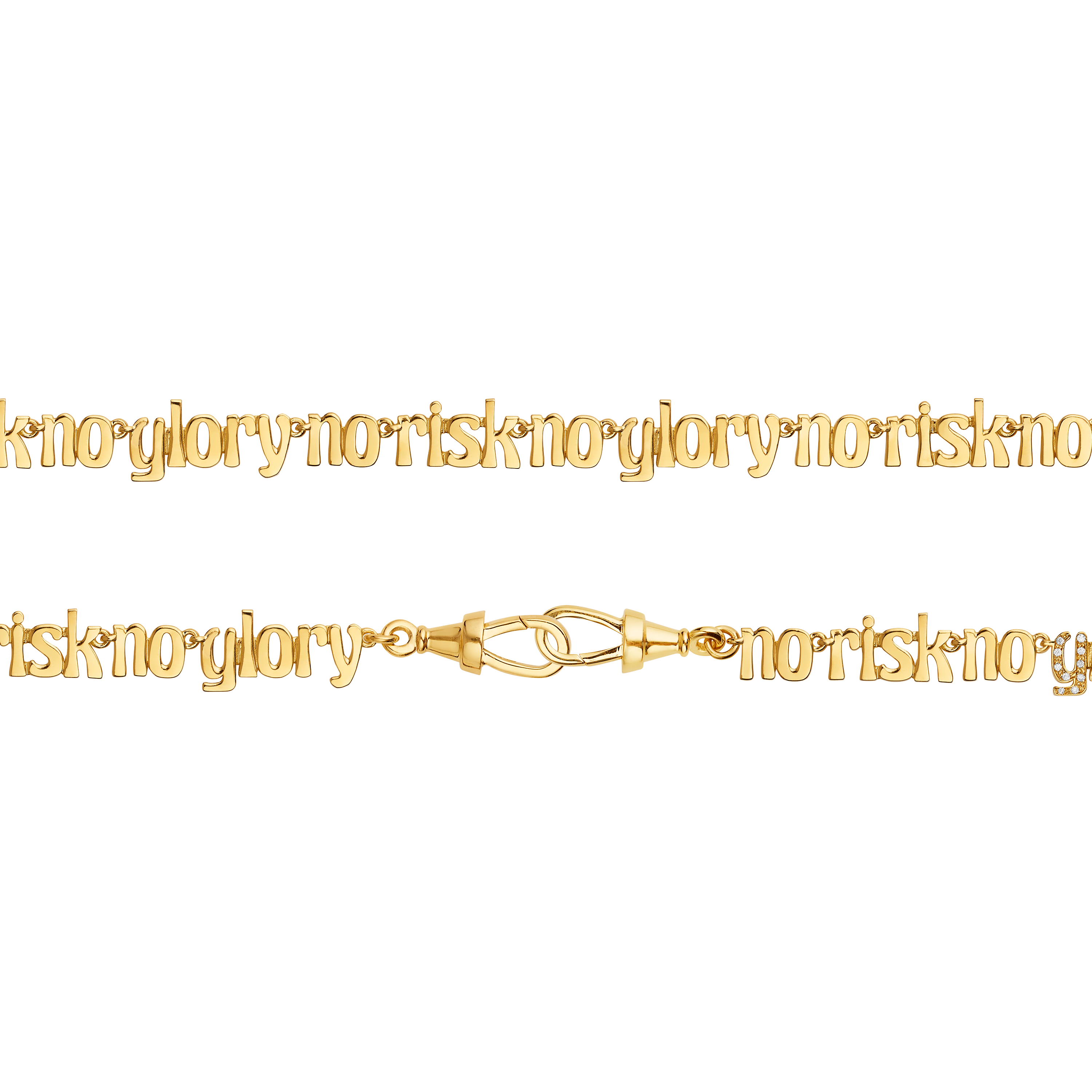18k yellow gold diamond no risk no glory chain link necklace by Marie Lichtenberg Tiny Gods