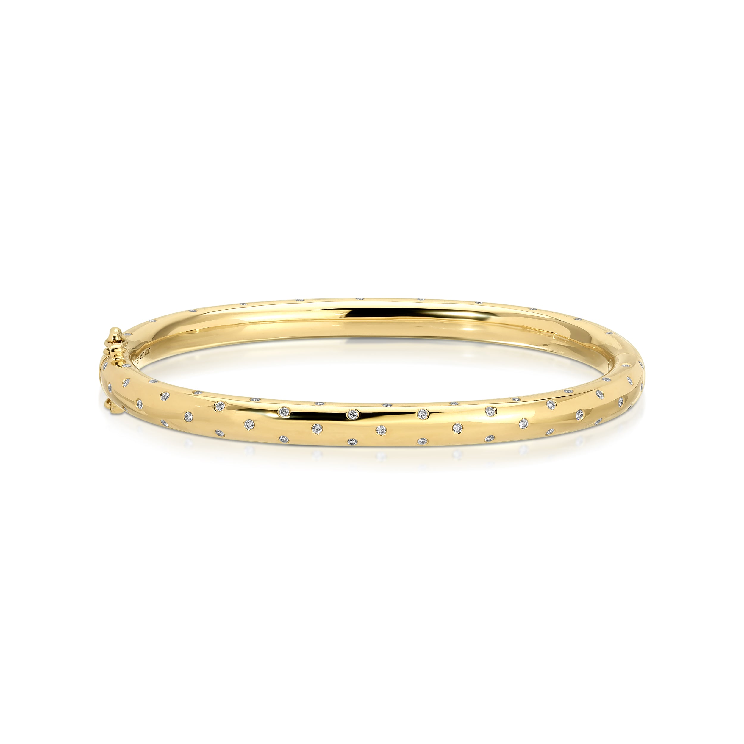 yellow gold diamond Orion oval bangle bracelet Anita ko tiny gods