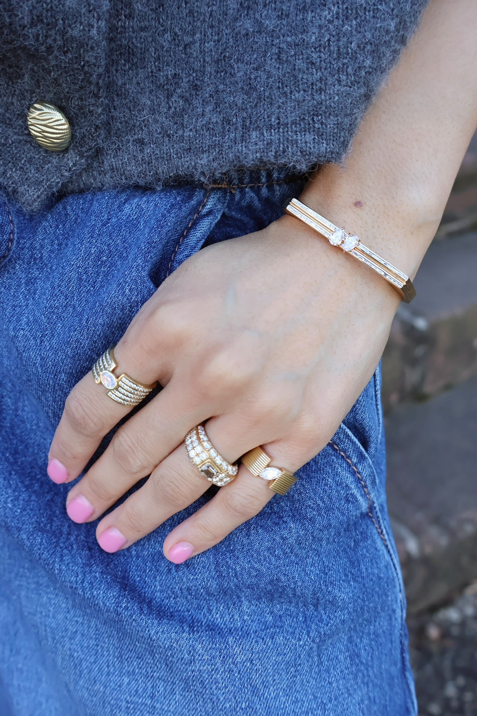 18k yellow gold diamond and champagne diamond vortex ring by Loraida Tiny Gods