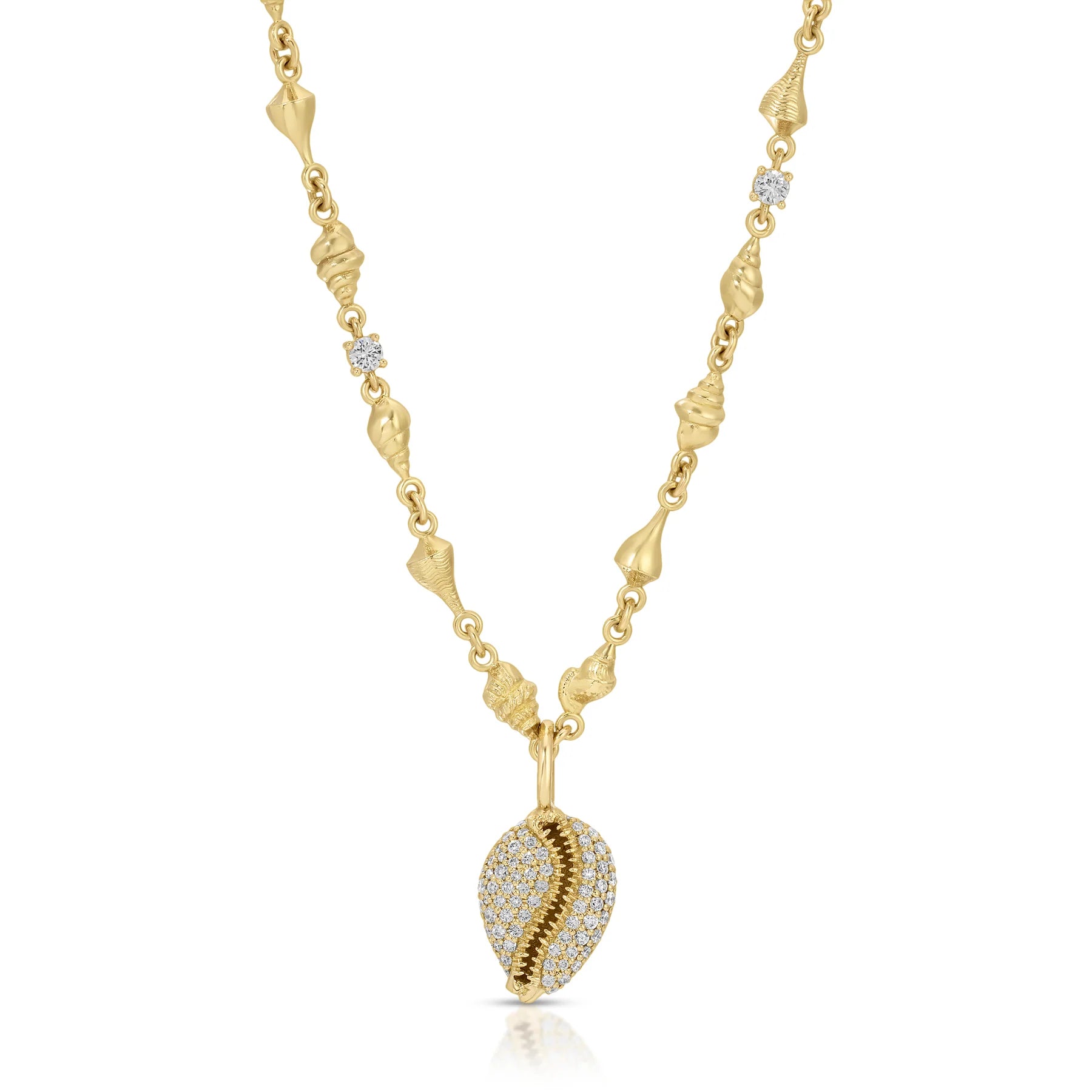 18k yellow gold diamond pave puka charm pendant by Anita Ko Tiny Gods